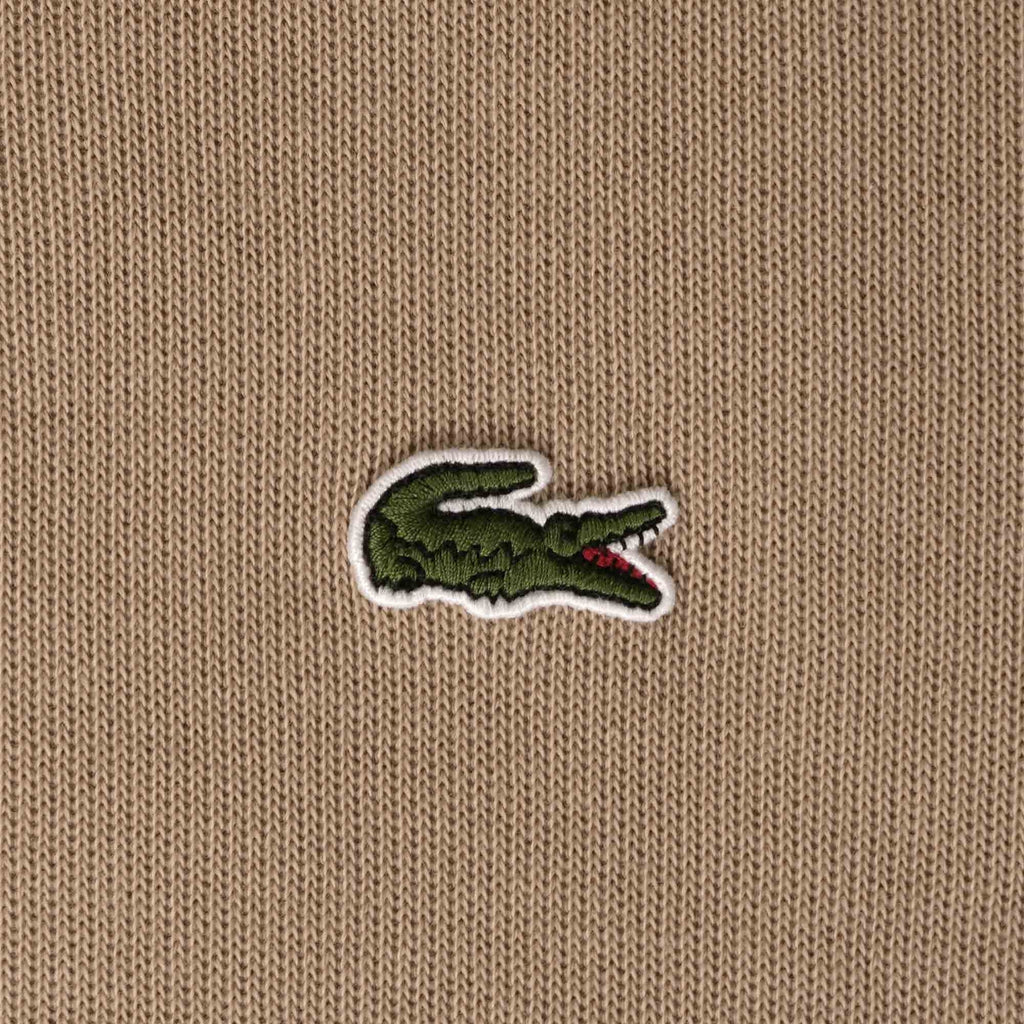 Zippered Stand Up Collar Sweatshirt - Beige