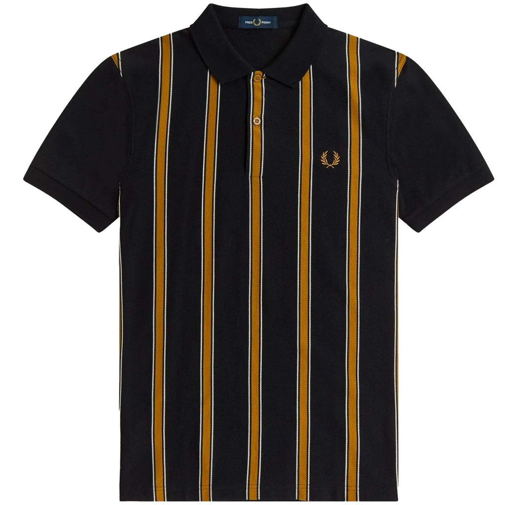 Fred Perry M3 Textured Stripe Polo Shirt - Black