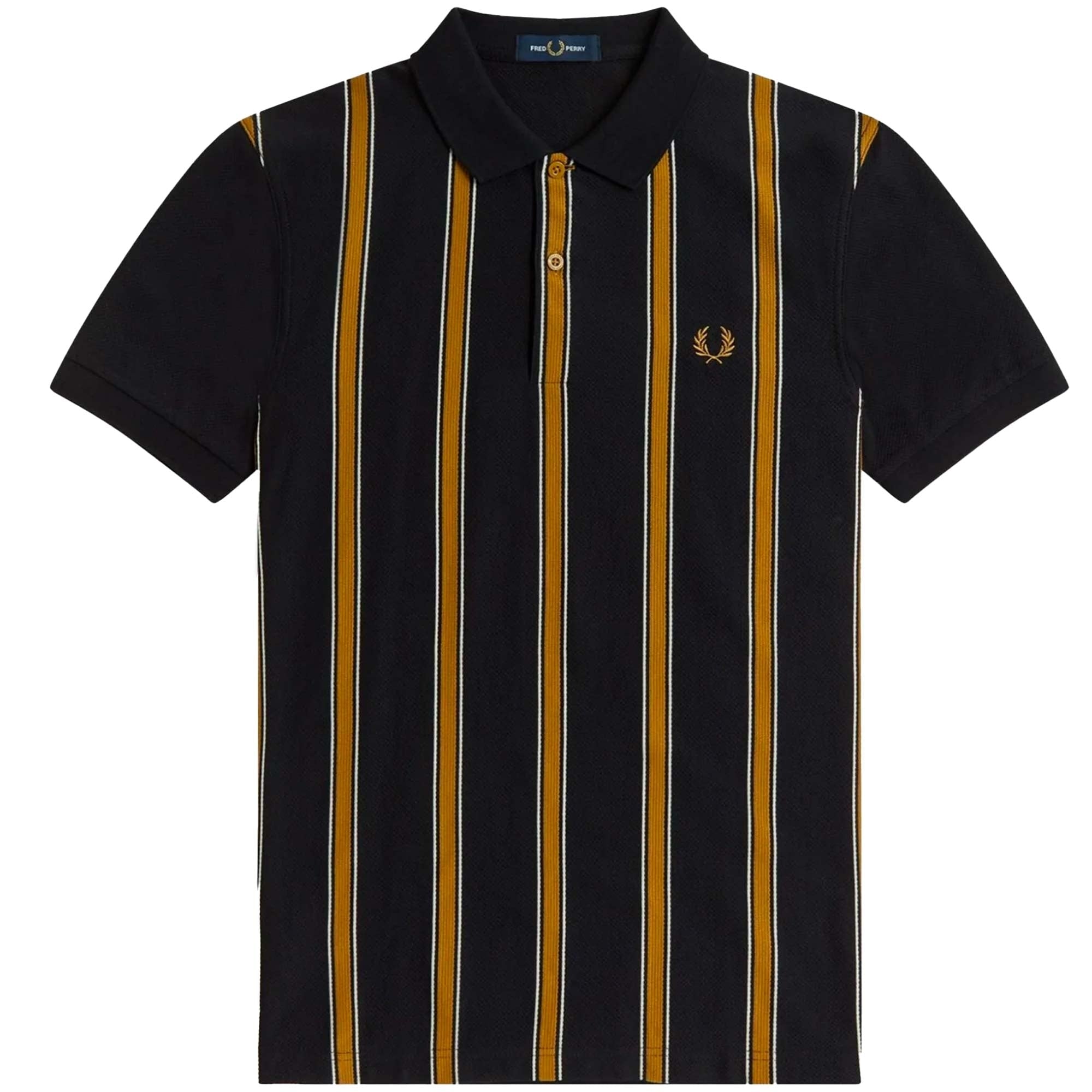 Fred Perry M3 Textured Stripe Polo Shirt - Black