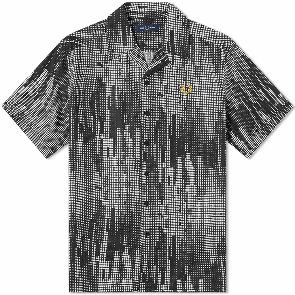 Fred Perry Sound Wave Print Revere Shirt - Black