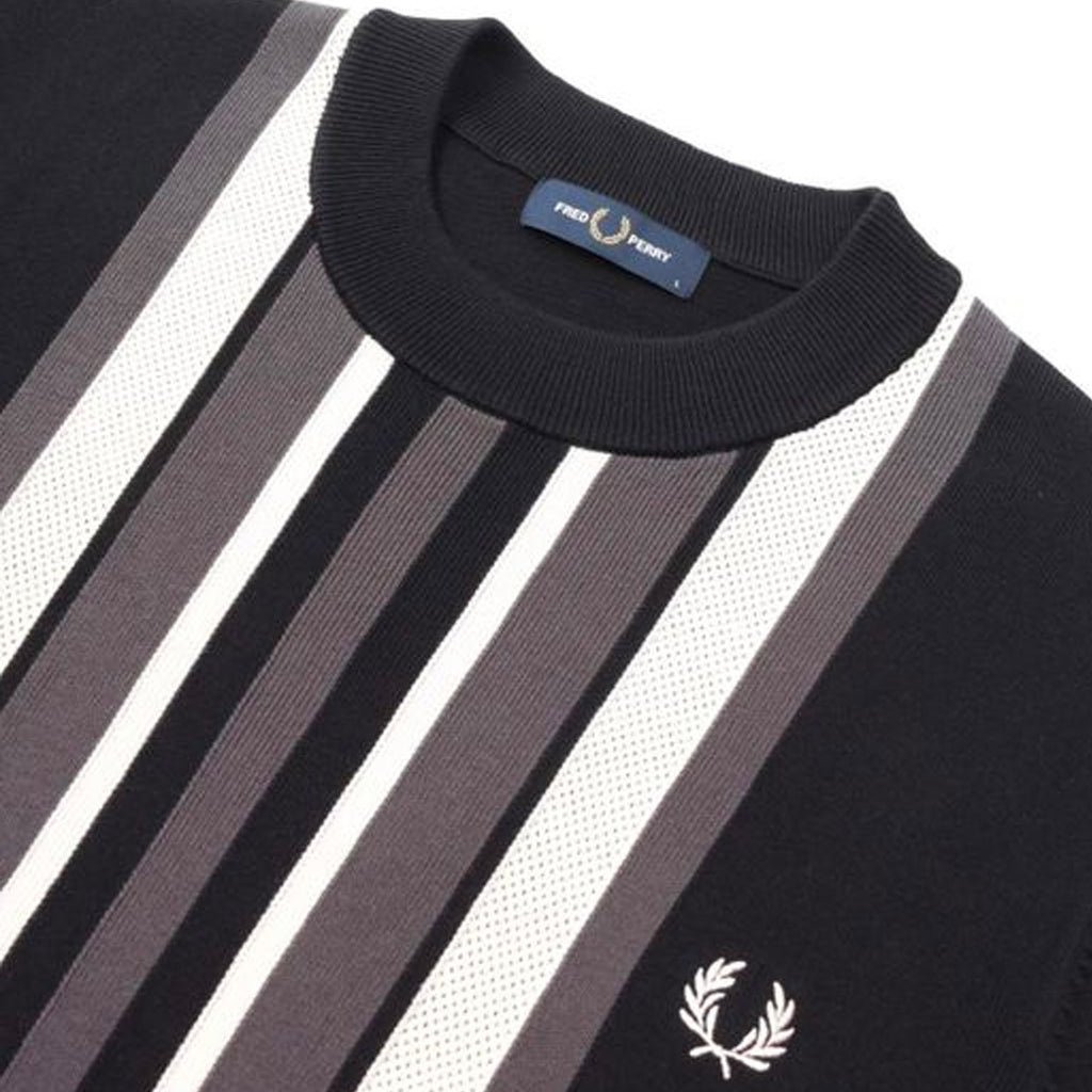 Fred Perry Striped Knitted T-Shirt - Black