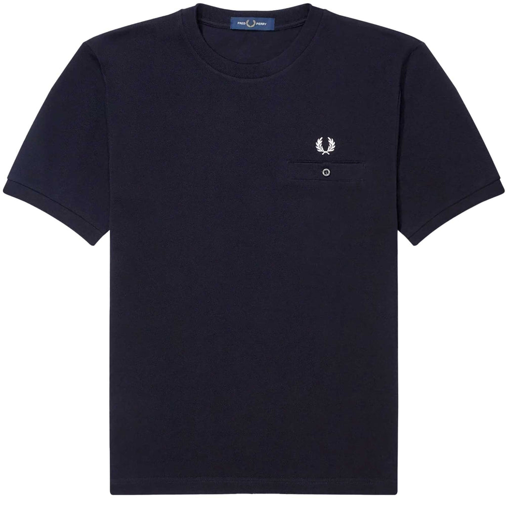 Fred Perry Pocket Detail Piqu T-Shirt - Navy