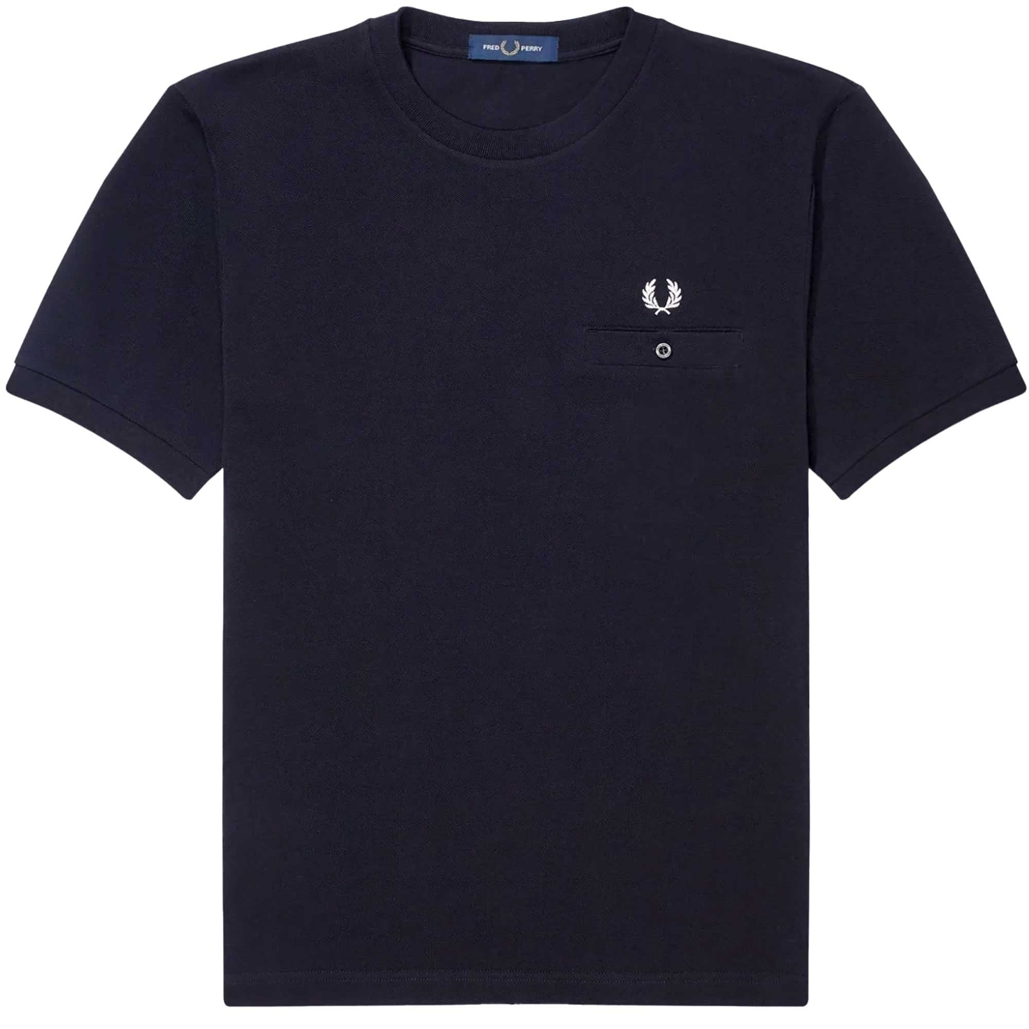 Fred Perry Pocket Detail Piqu T-Shirt - Navy