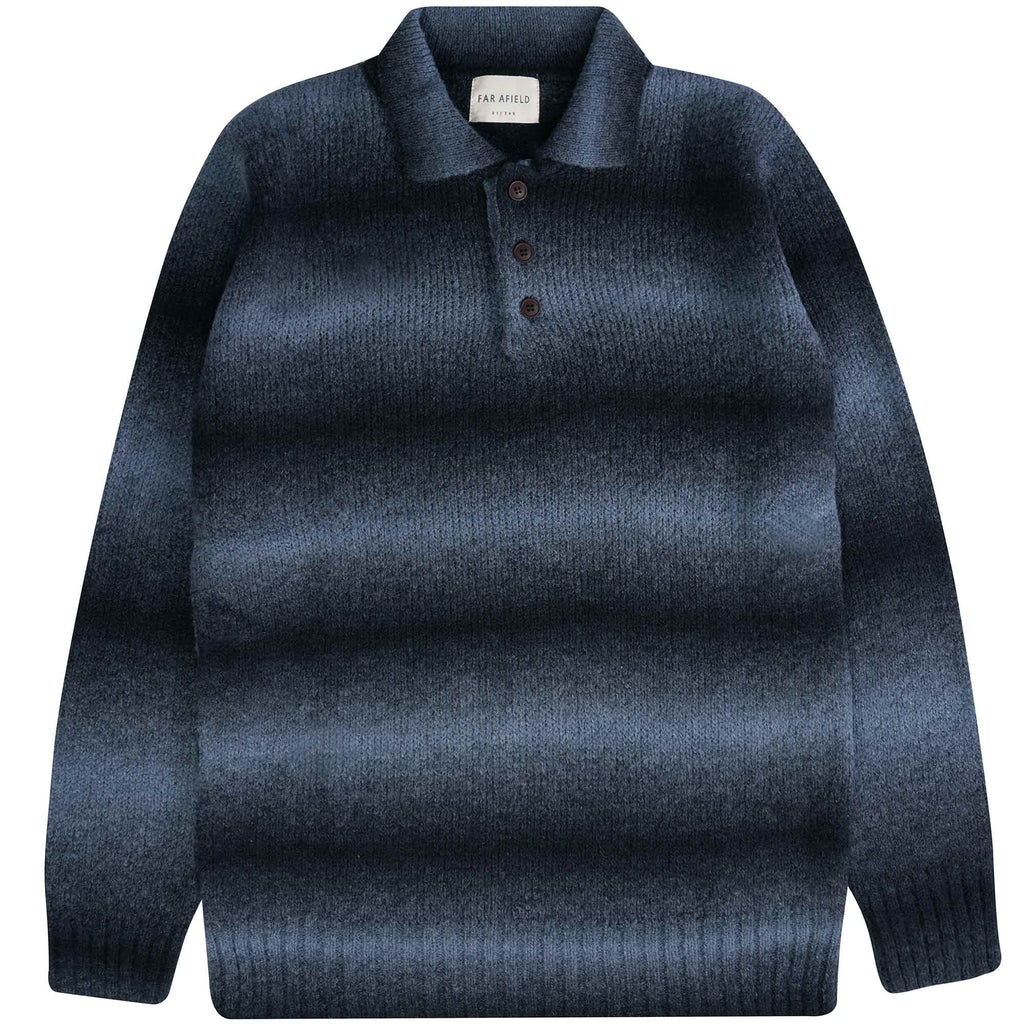 Far Afield Kier Long Sleeve Polo - Slate Navy