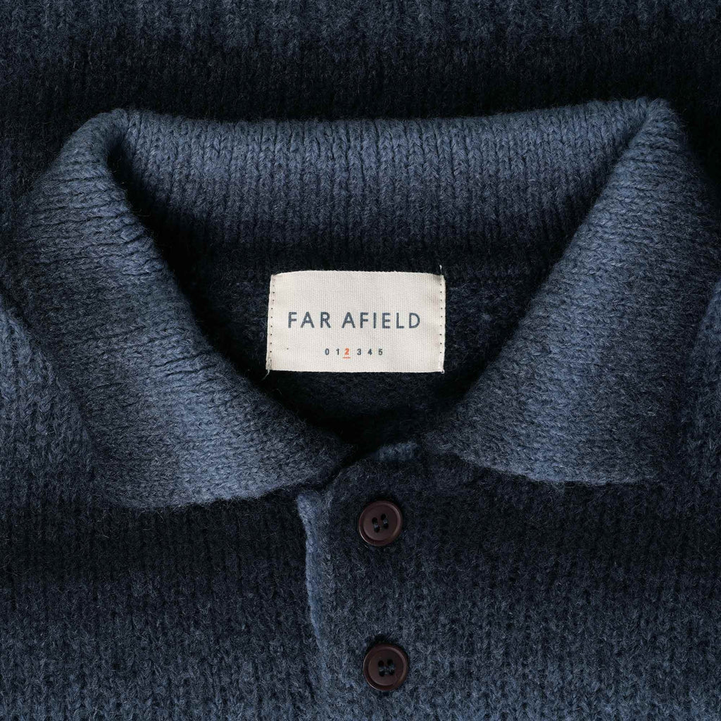 Far Afield Kier Long Sleeve Polo - Slate Navy