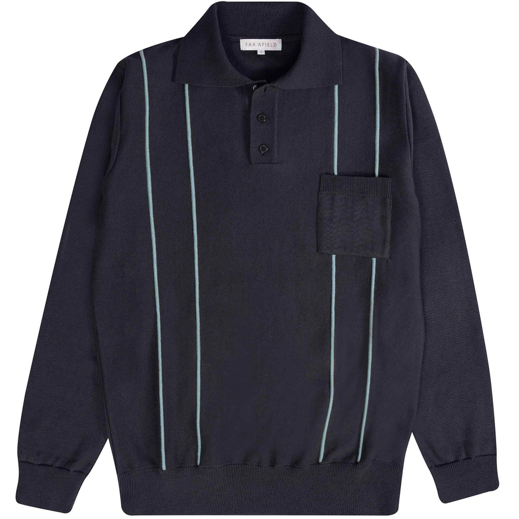 Far Afield Alfaro Long Sleeve Polo - Stargazer