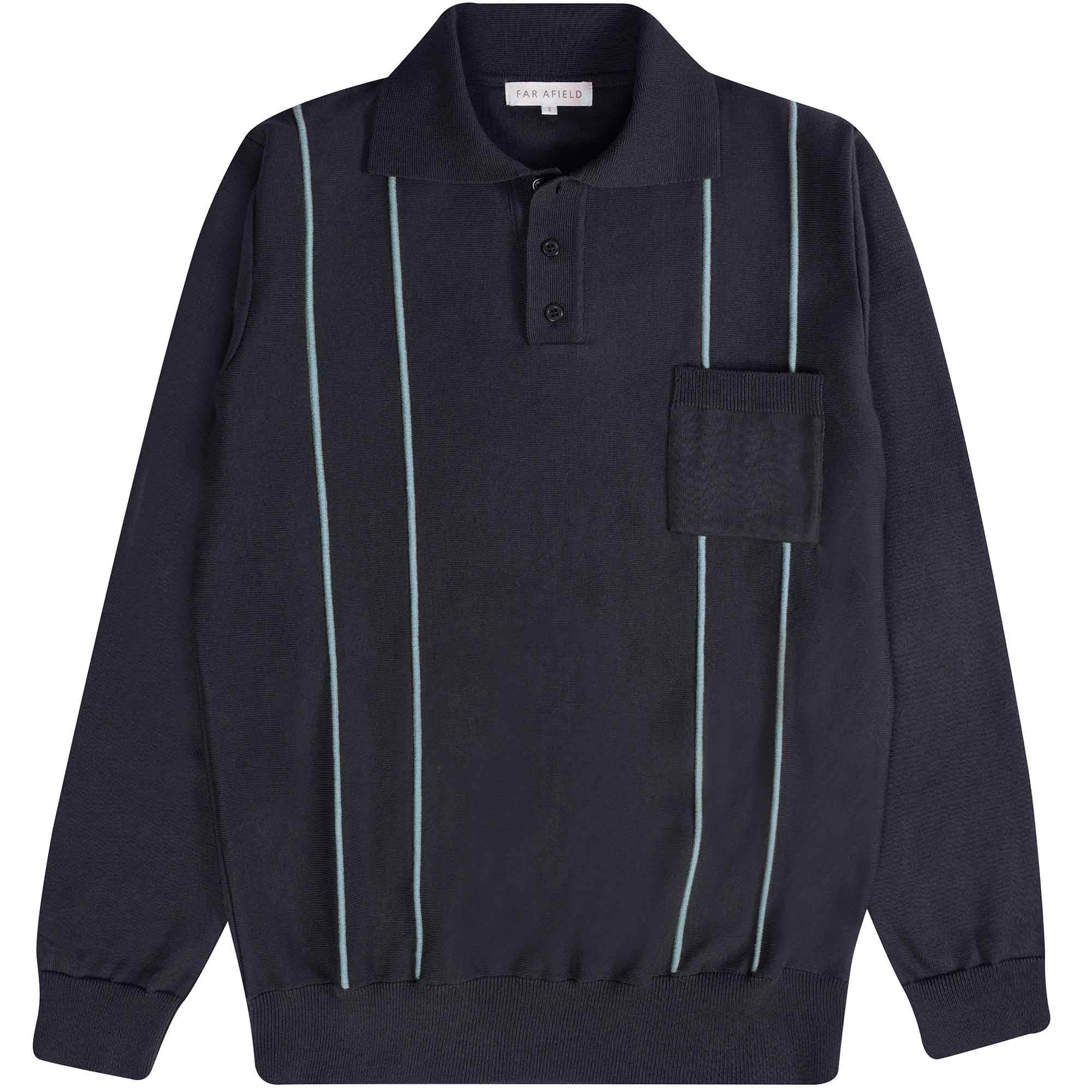 Far Afield Alfaro Long Sleeve Polo - Stargazer