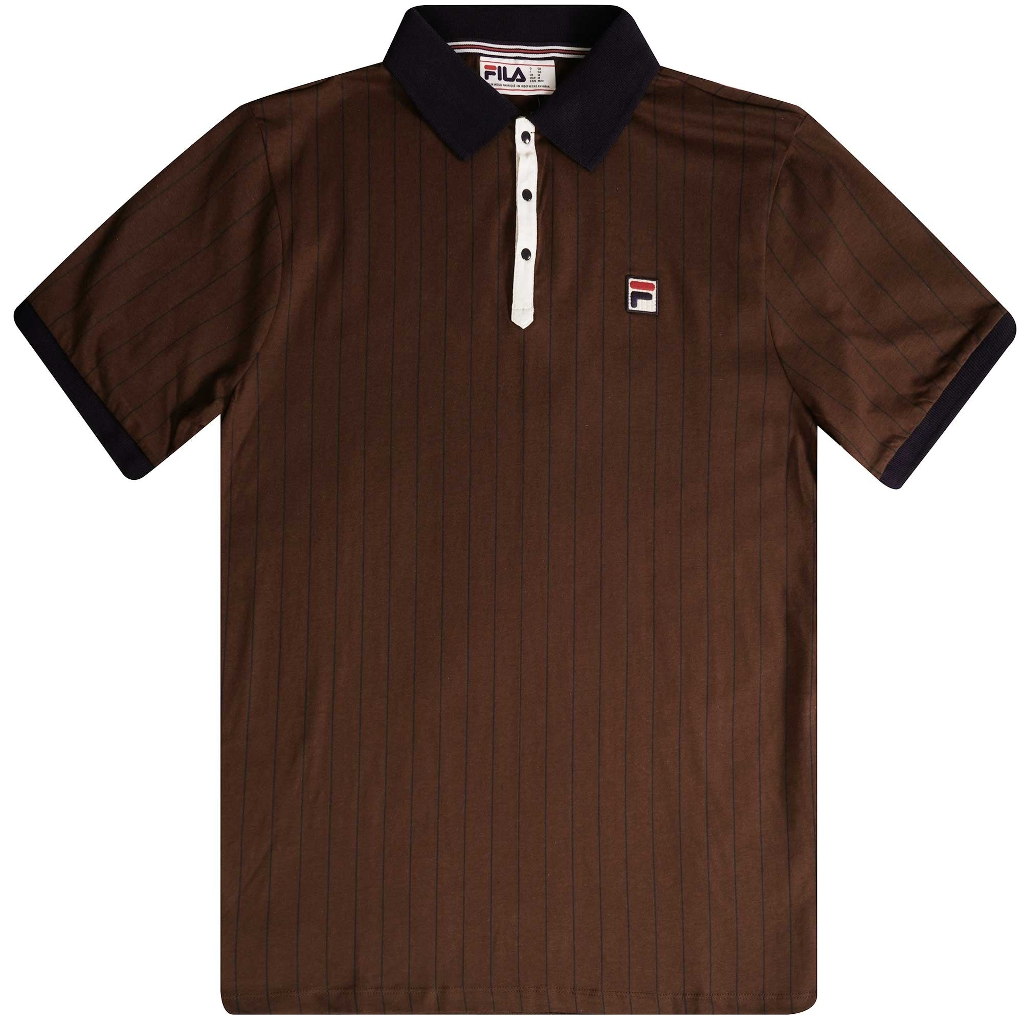 Fila Vintage BB1 Striped Polo Shirt - Brown Stone