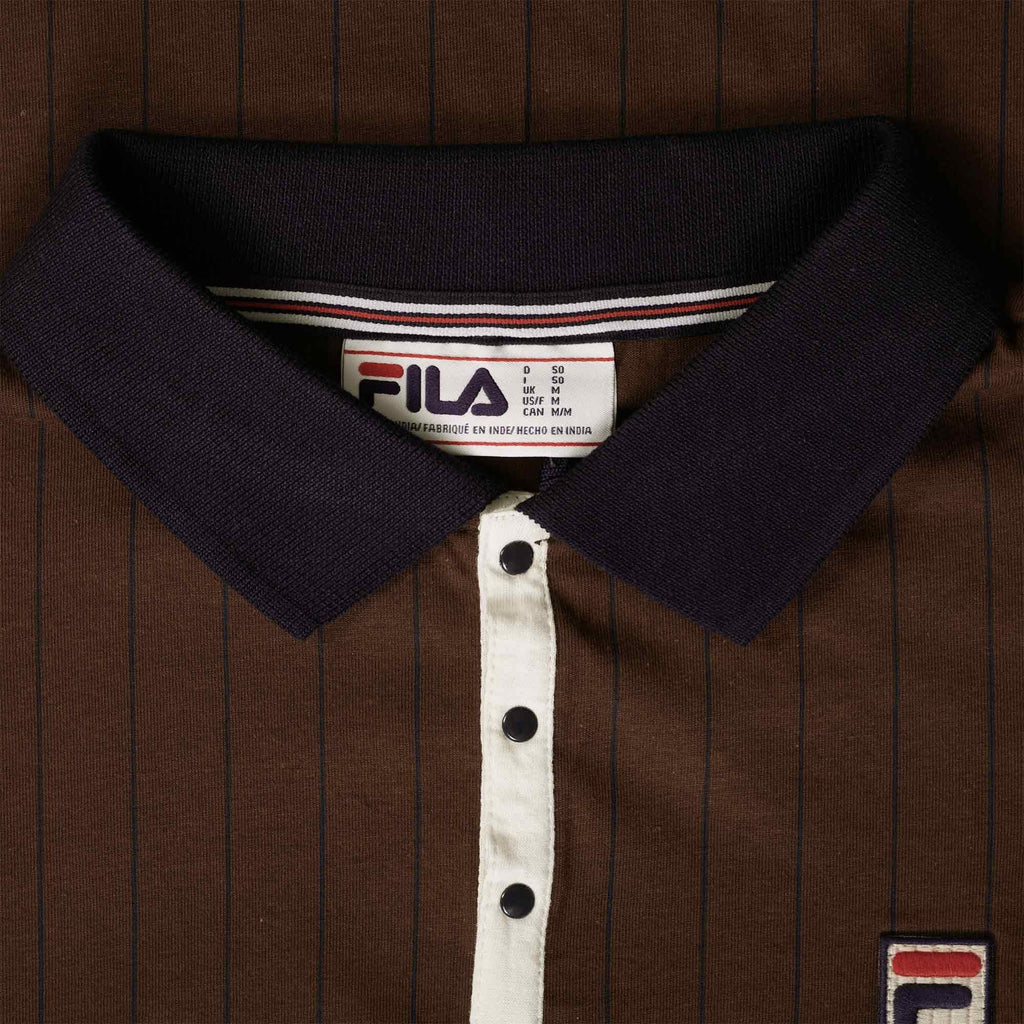 Fila Vintage BB1 Striped Polo Shirt - Brown Stone