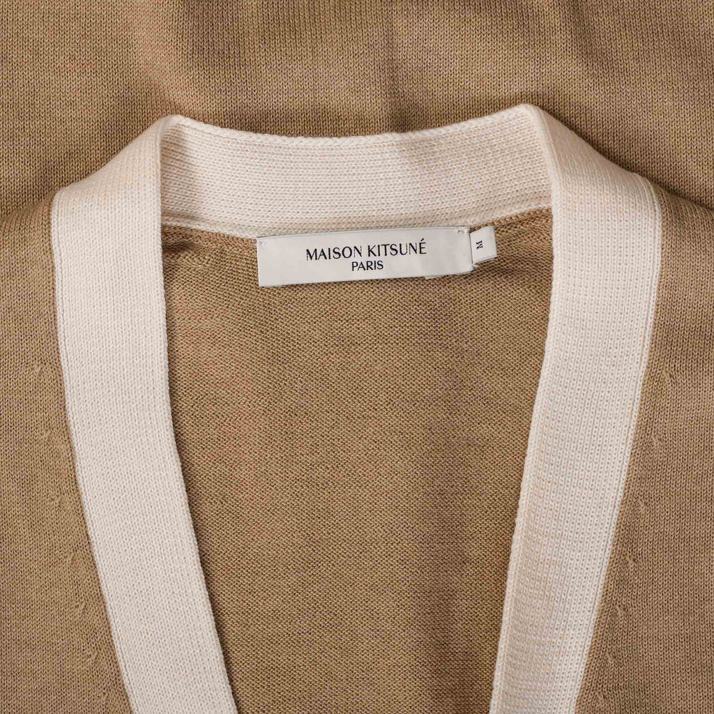 Maison Kitsune Baby Fox Patch Bi-Colour Classic Cardigan - Beige