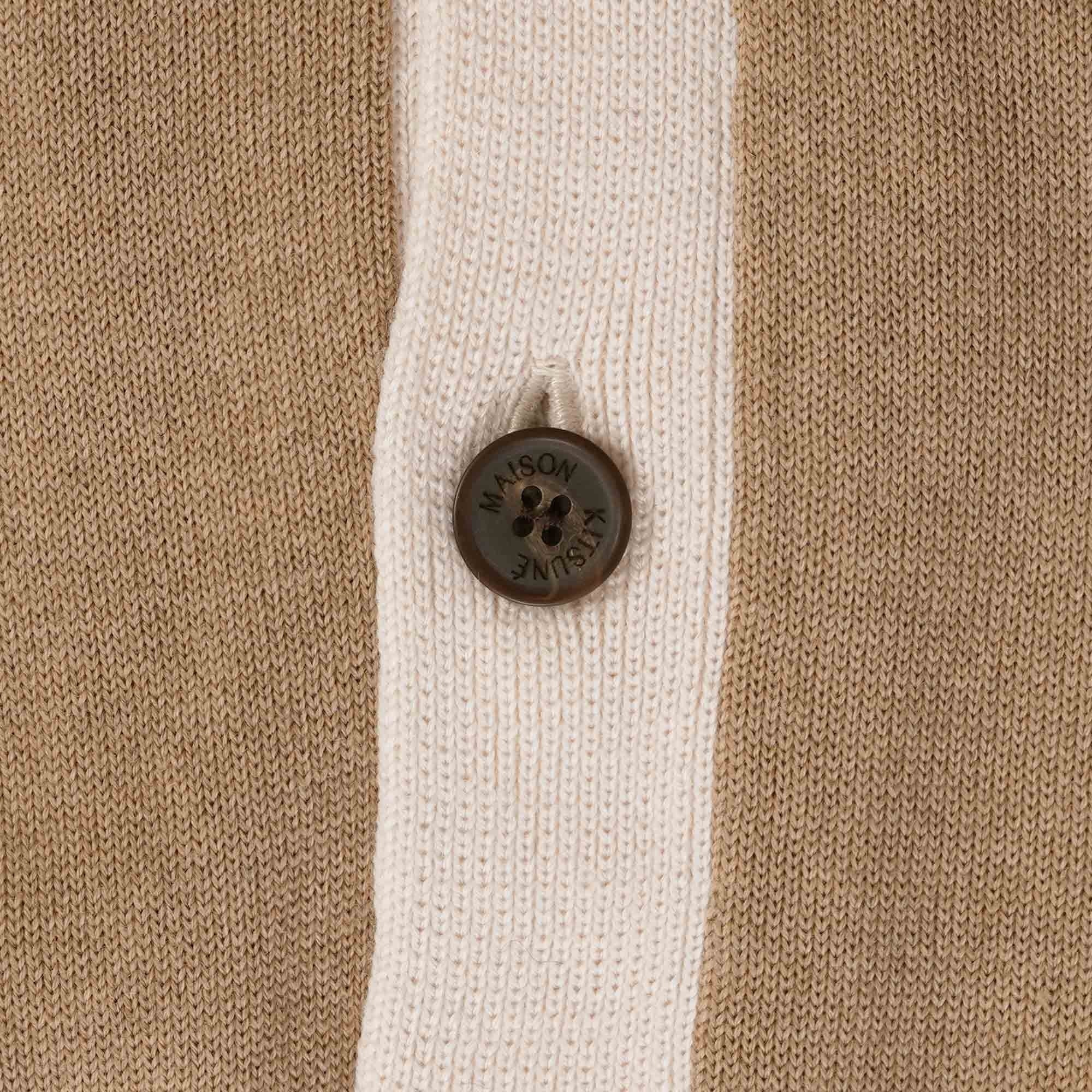 Maison Kitsune Baby Fox Patch Bi-Colour Classic Cardigan - Beige