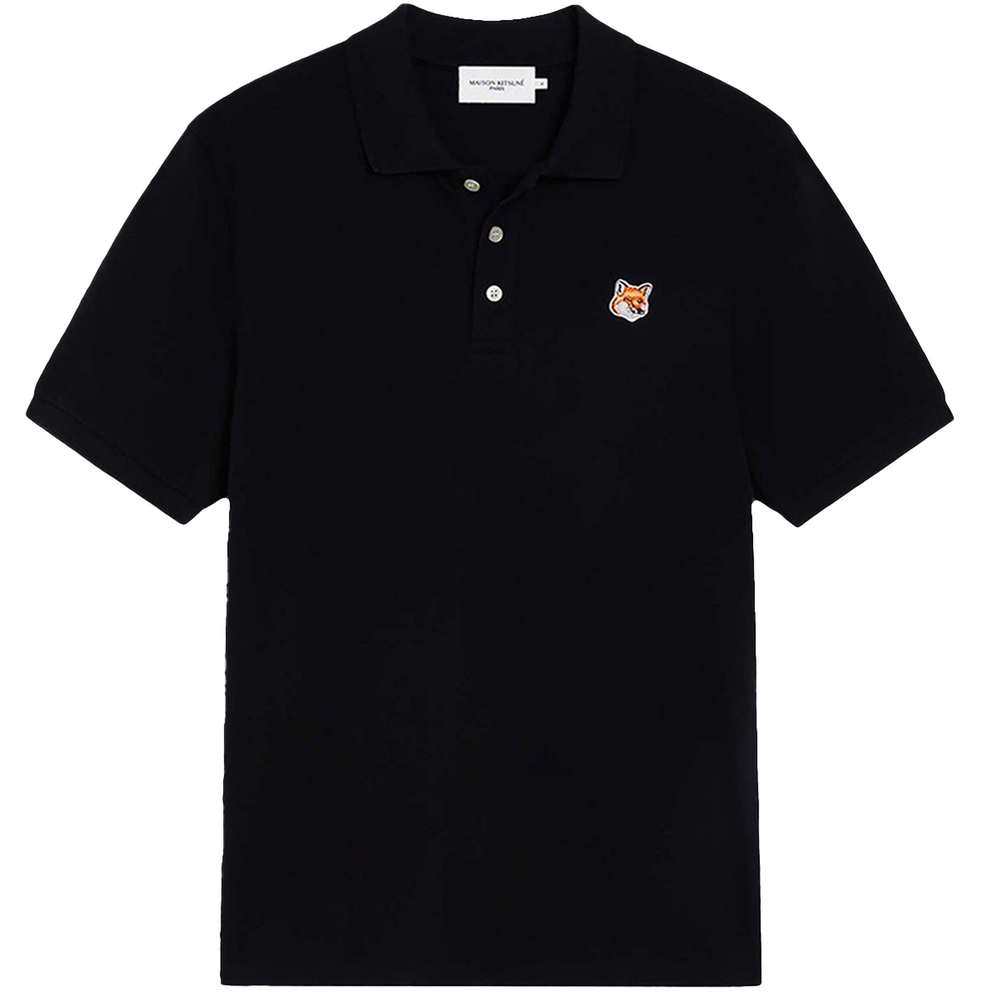 Maison Kitsune Fox Head Patch Polo Shirt - Black