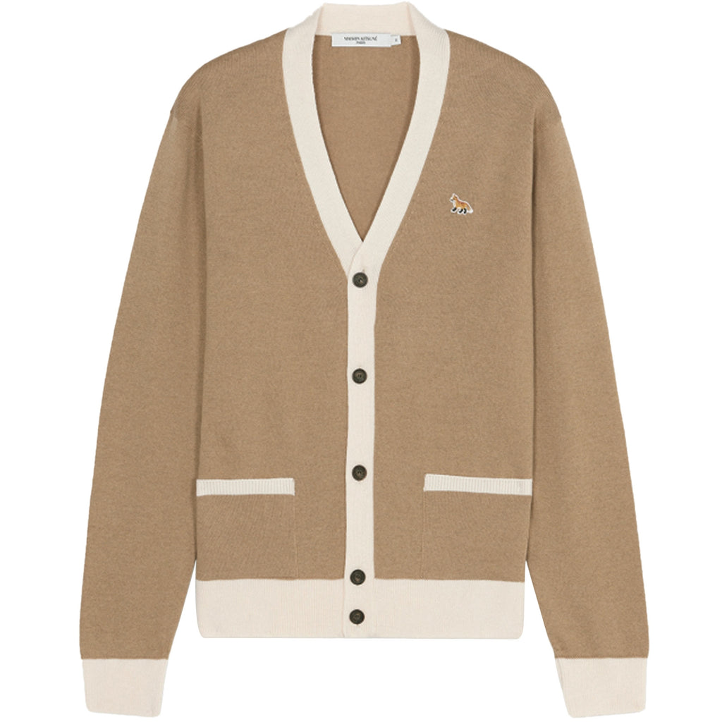 Maison Kitsune Baby Fox Patch Bi-Colour Classic Cardigan - Beige