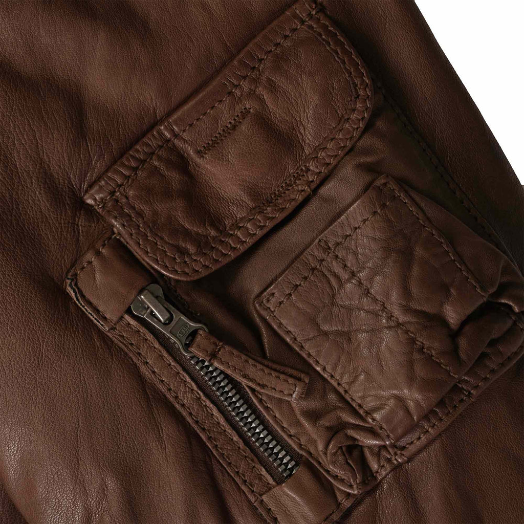 Parajumpers Josh Leather Jacket - Brown