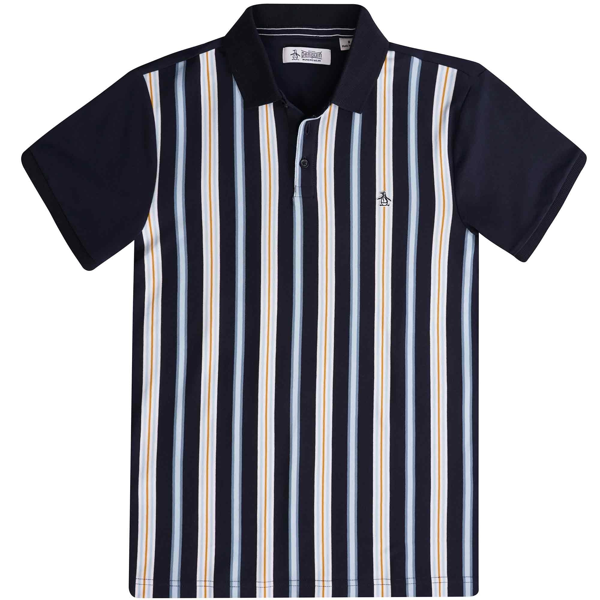 Original Penguin Striped Polo Shirt - Cerulean