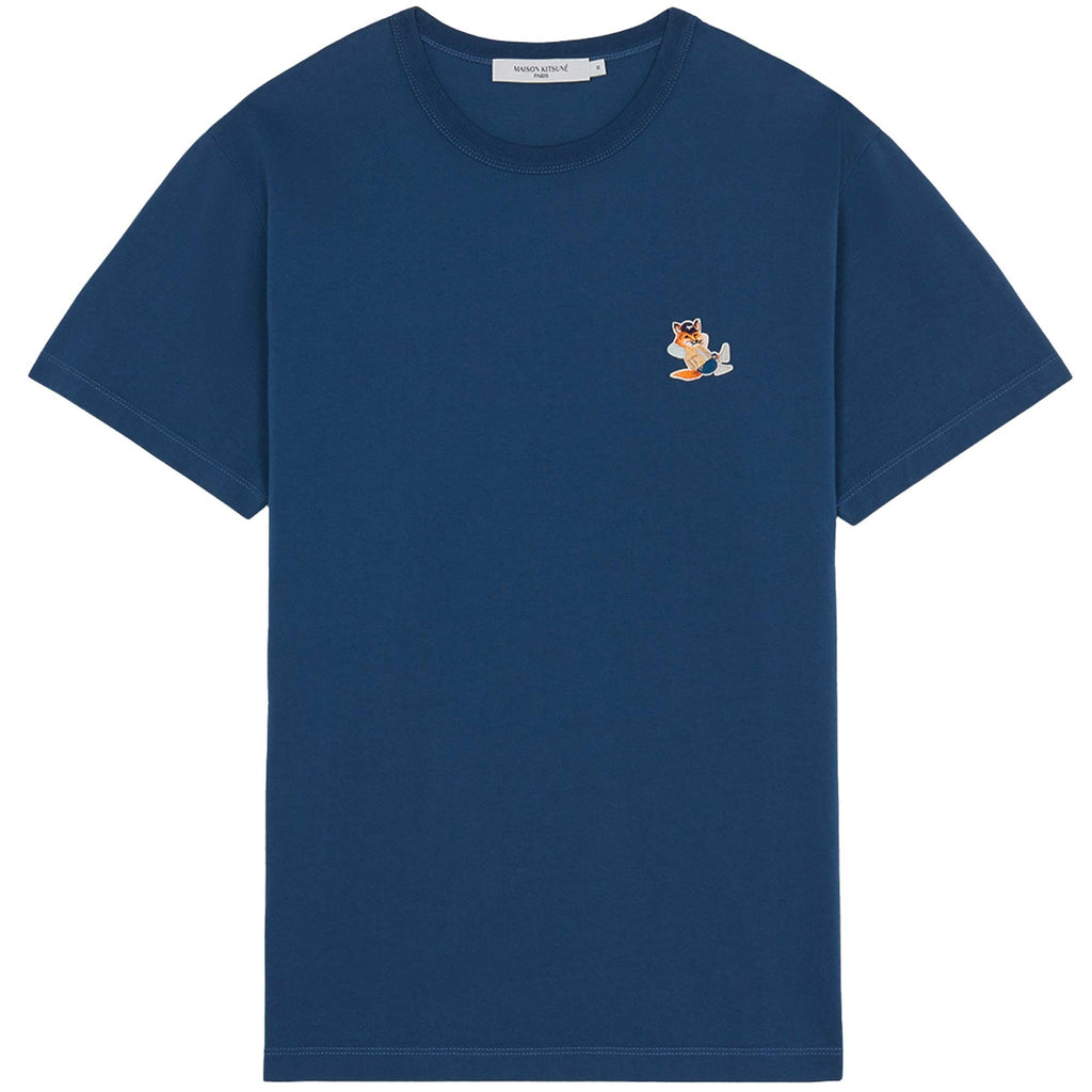 Chillax Fox Patch Classic T-Shirt - Blue Denim