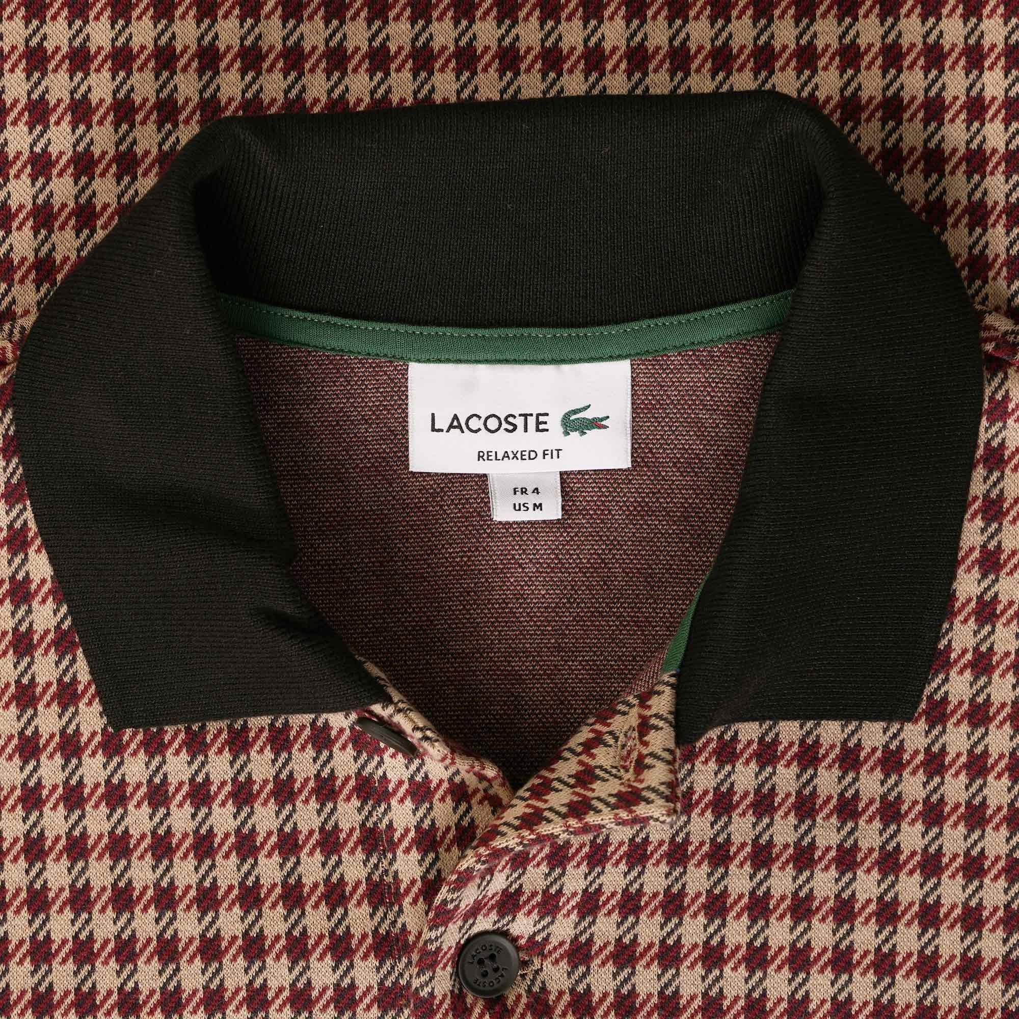 Relaxed Fit Tartan Print Polo Shirt - Beige