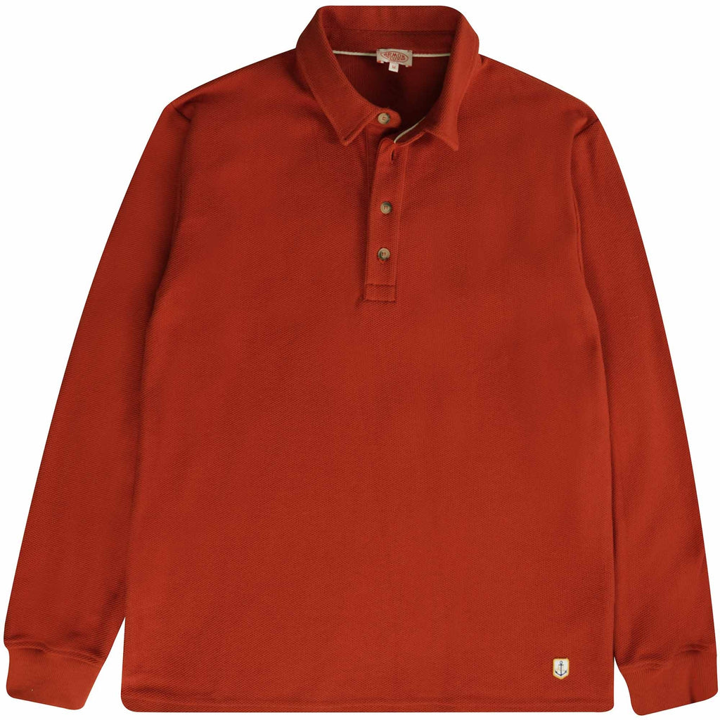 Armor Lux Long Sleeve Polo Shirt - Orange