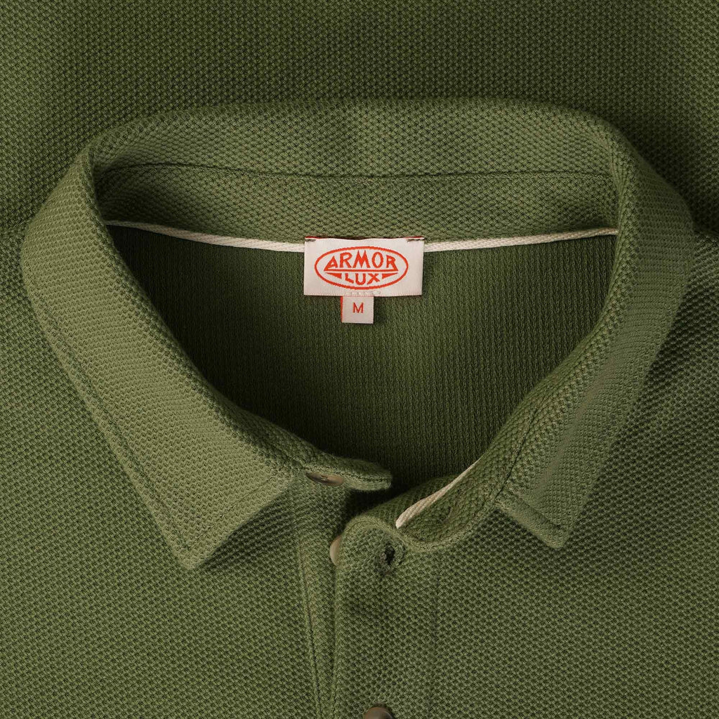Armor Lux Long Sleeve Polo Shirt - Military