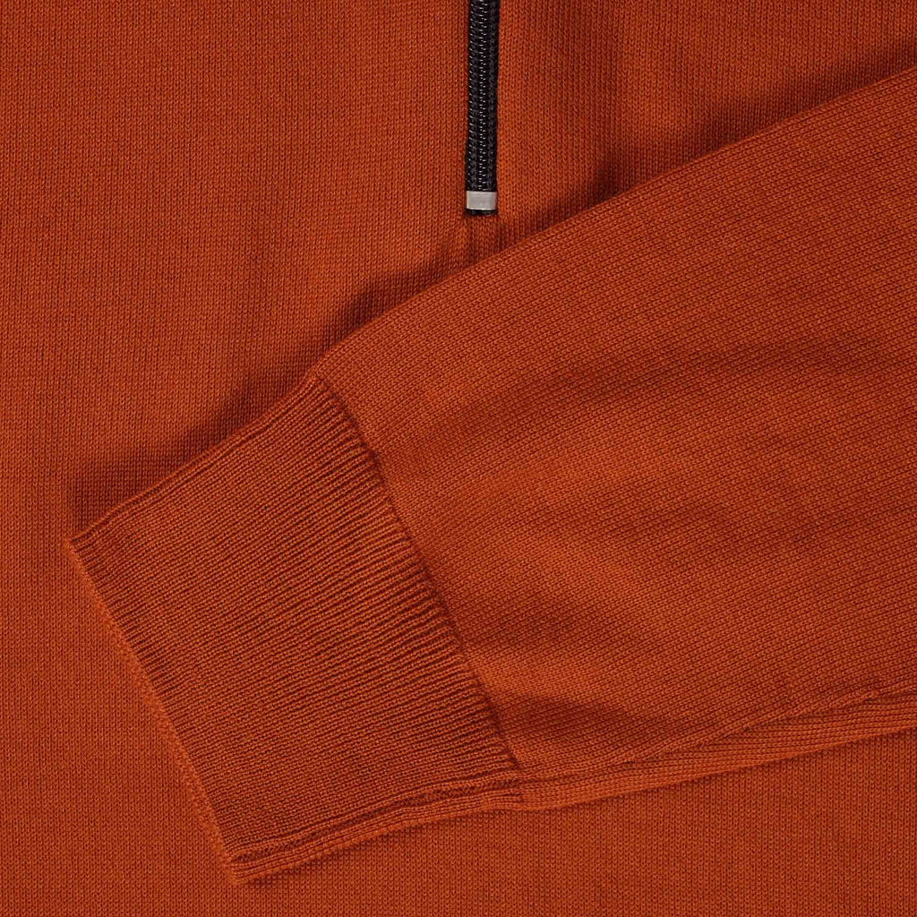 Paul Smith Pullover Half Zip Wool Jumper - Dark Rust