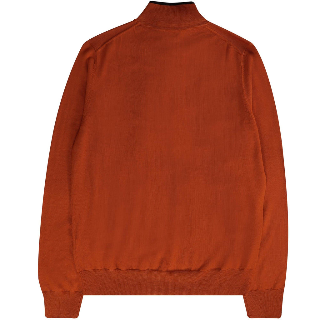 Paul Smith Pullover Half Zip Wool Jumper - Dark Rust
