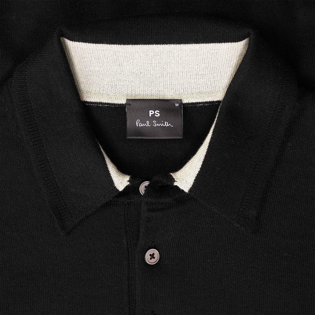 Paul Smith Long Sleeve Merino Wool Polo Shirt - Black