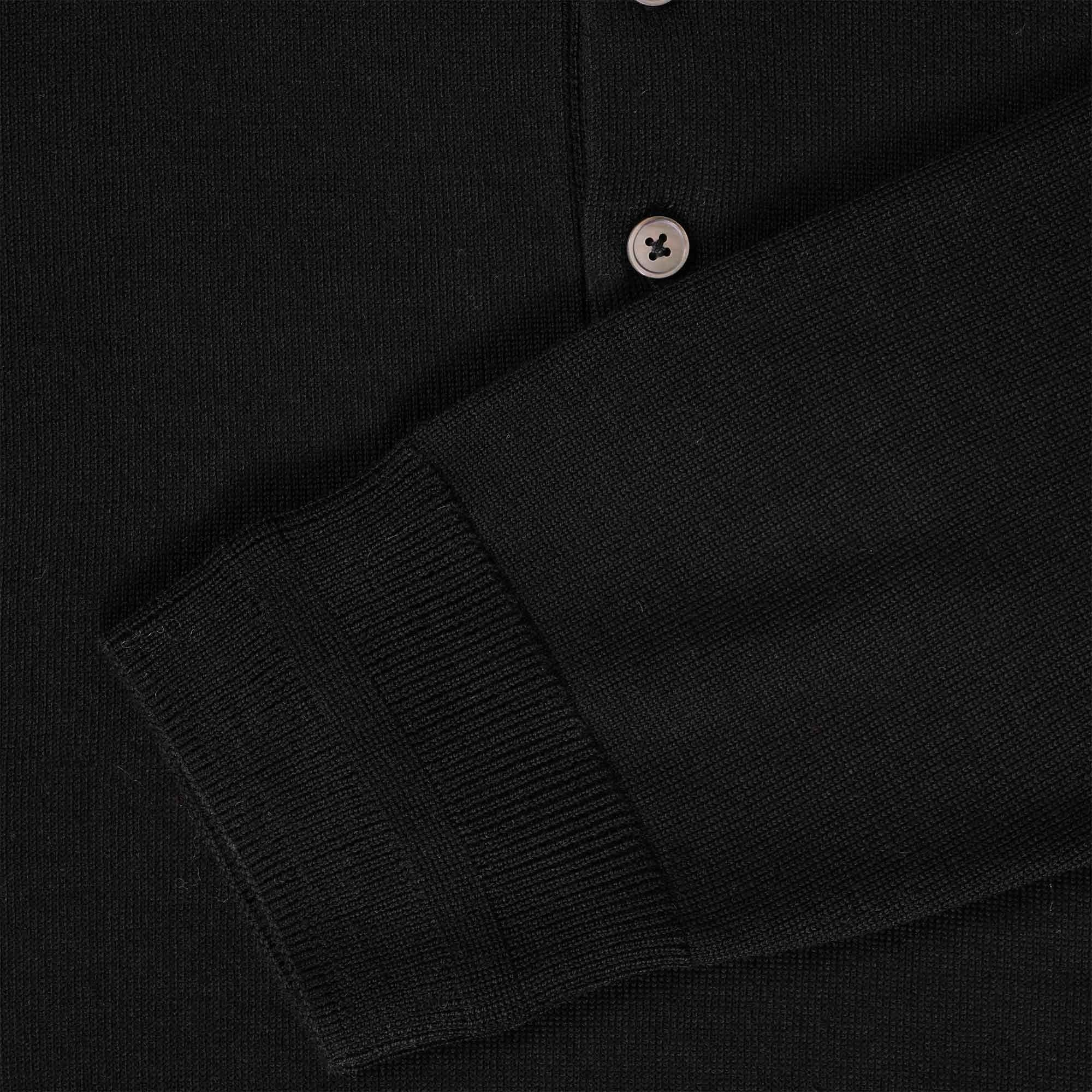 Paul Smith Long Sleeve Merino Wool Polo Shirt - Black