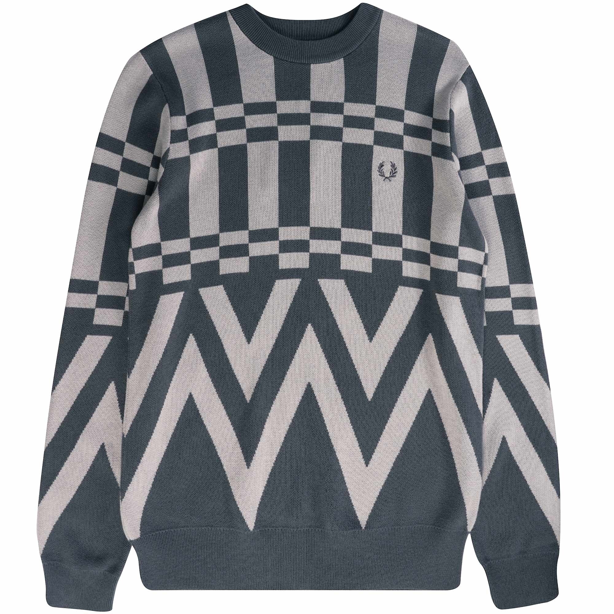 Jacquard Crew Neck Jumper - Gunmetal
