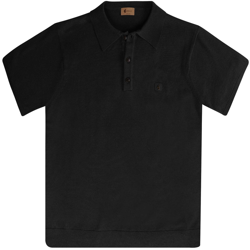 Gabicci Vintage Jackson Knitted Polo Shirt - Black