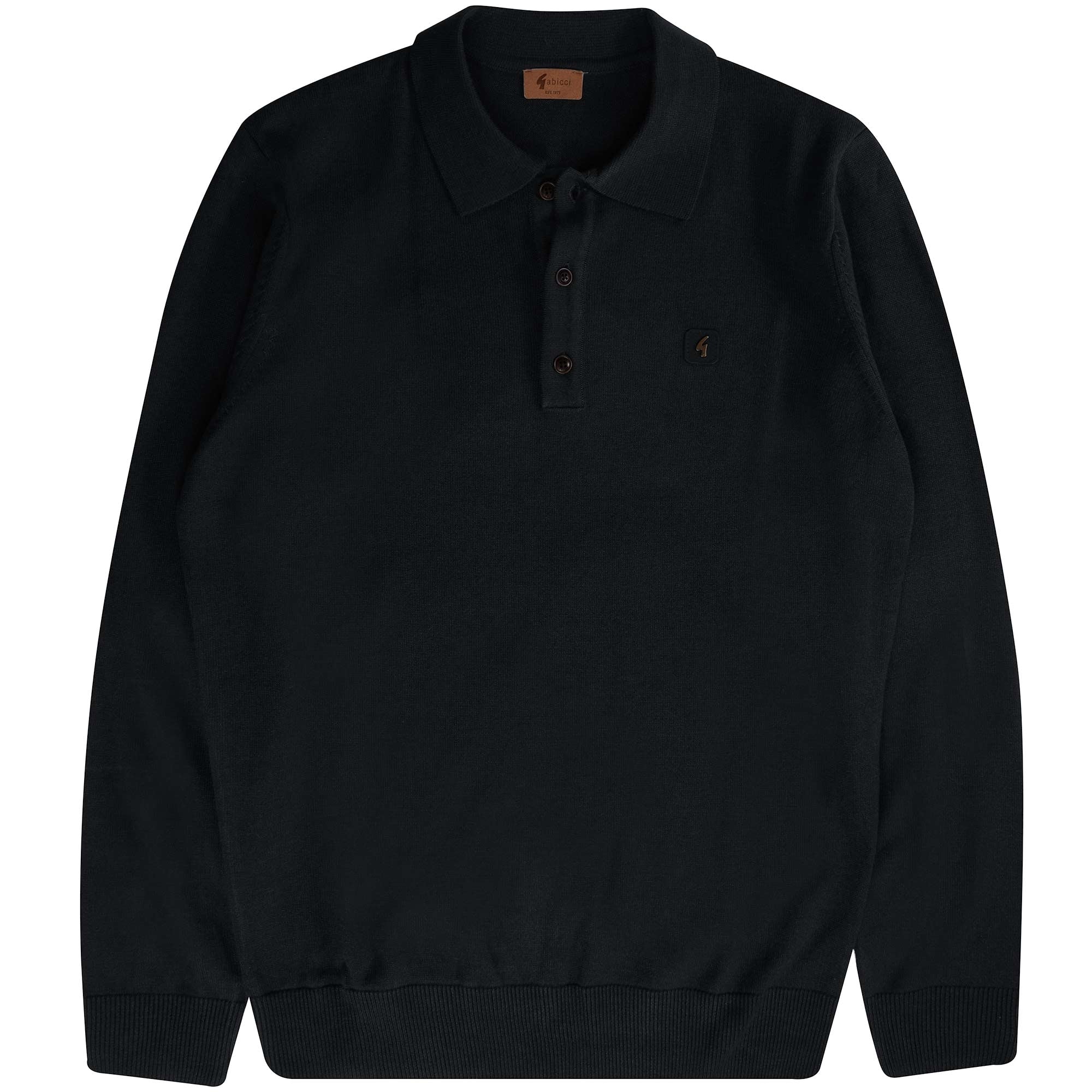 Francesco L/S Knit Polo Shirt - Black