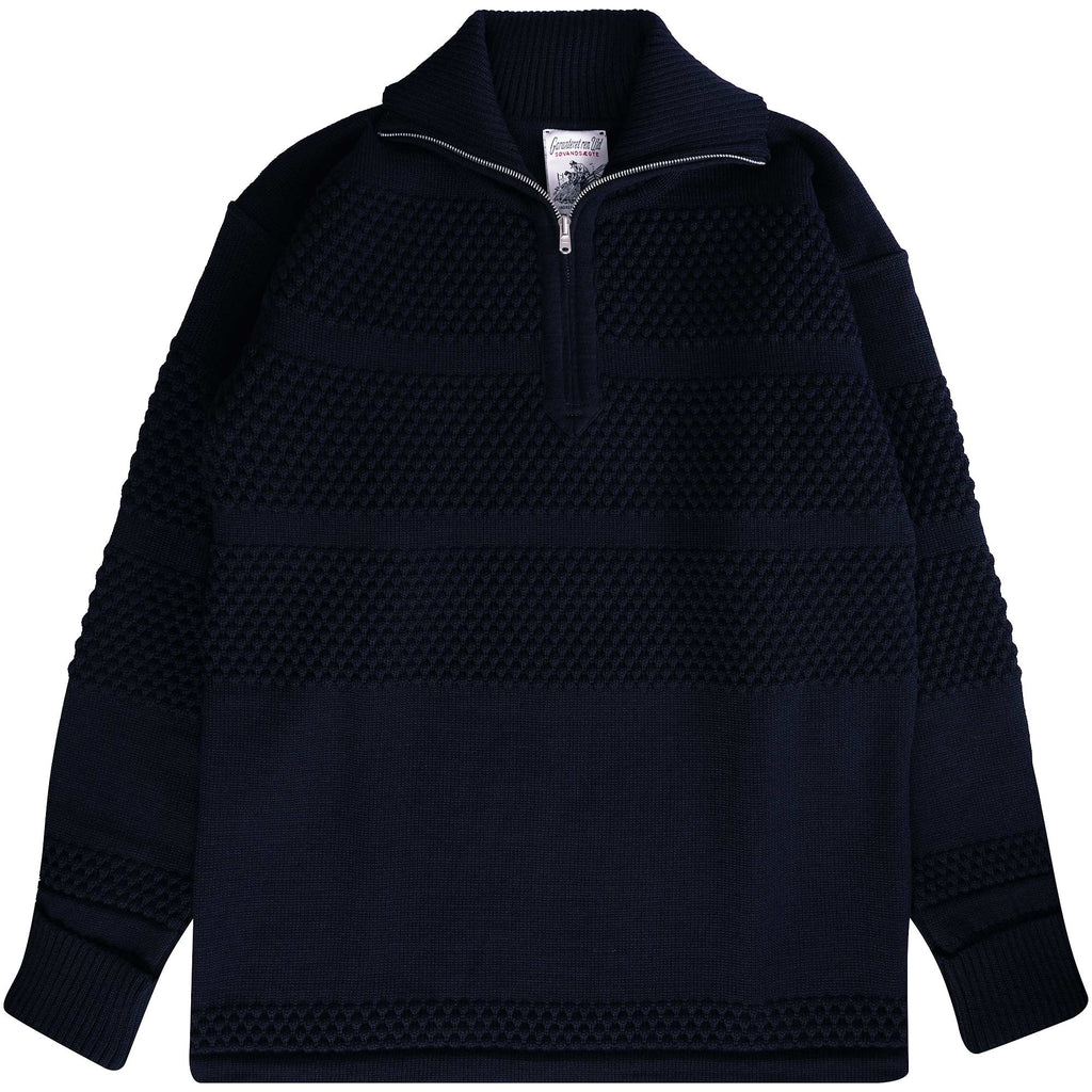 S.N.S Herning Fisherman Short Zip Jumper - Navy Blue