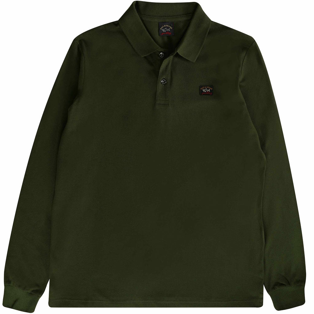Paul and Shark Long Sleeve Polo Shirt - Khaki