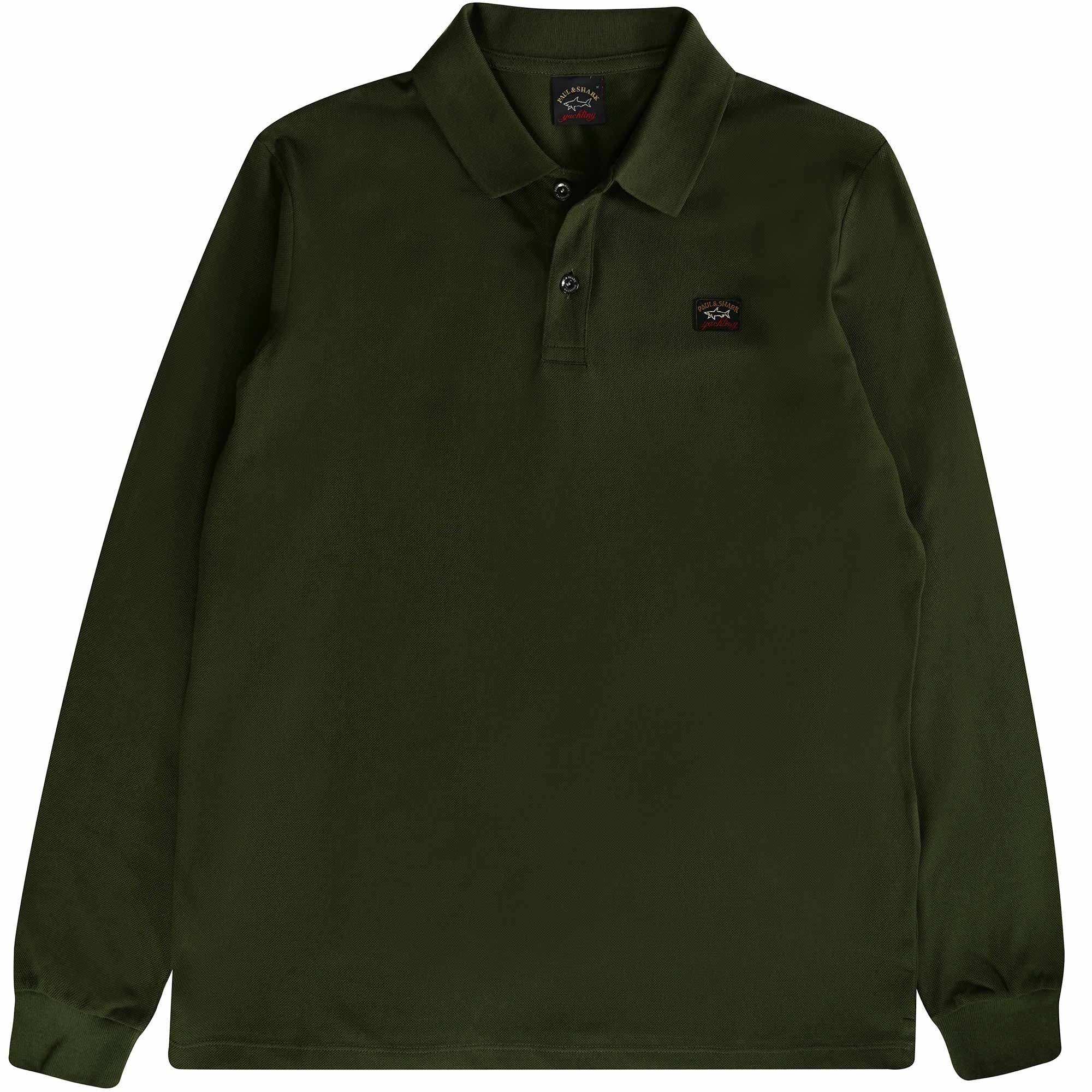 Paul and Shark Long Sleeve Polo Shirt - Khaki