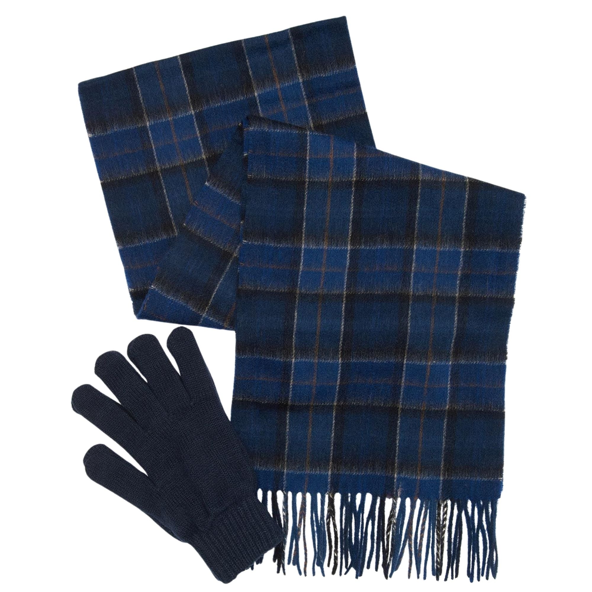 Barbour Tartan Scarf & Glove Gift Set - Midnight