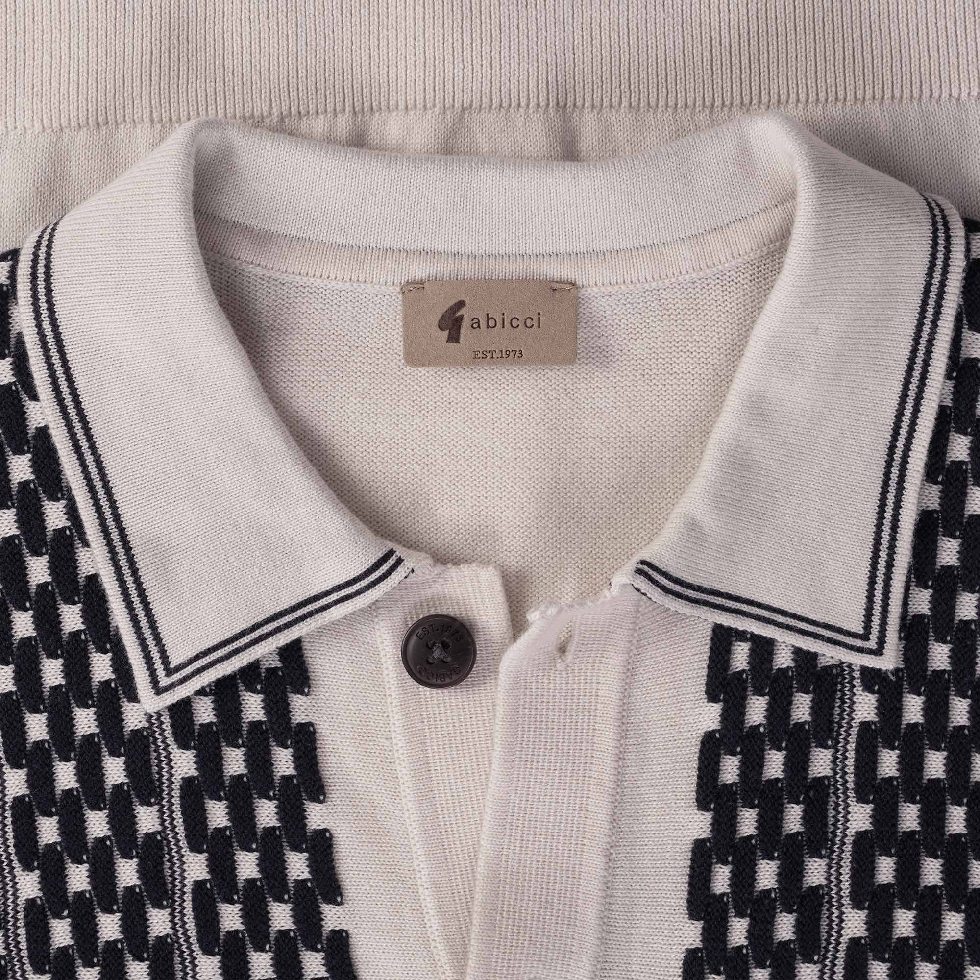 Gabicci Vintage Law Long Sleeve Knitted Polo Shirt - Cream
