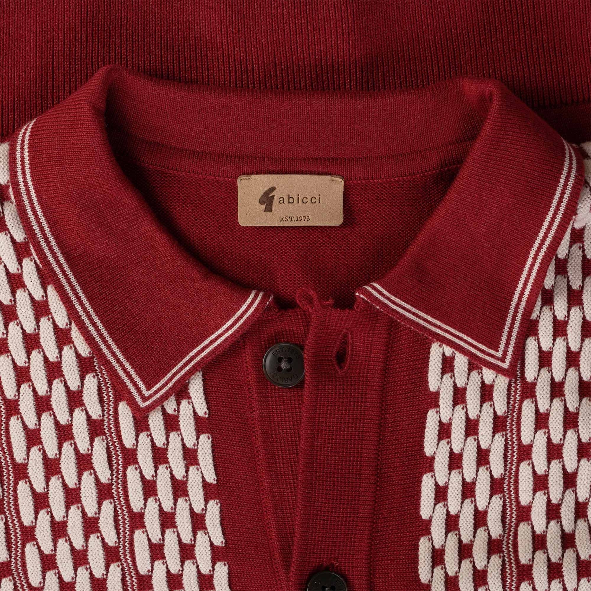 Gabicci Vintage Law Long Sleeve Knitted Polo Shirt - Rosso