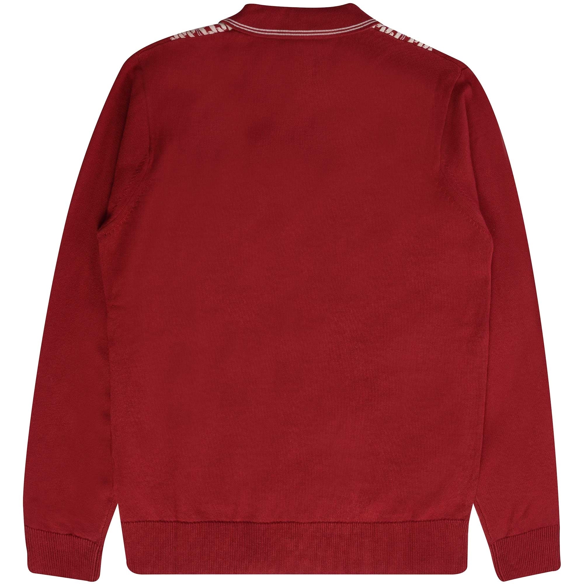 Gabicci Vintage Law Long Sleeve Knitted Polo Shirt - Rosso