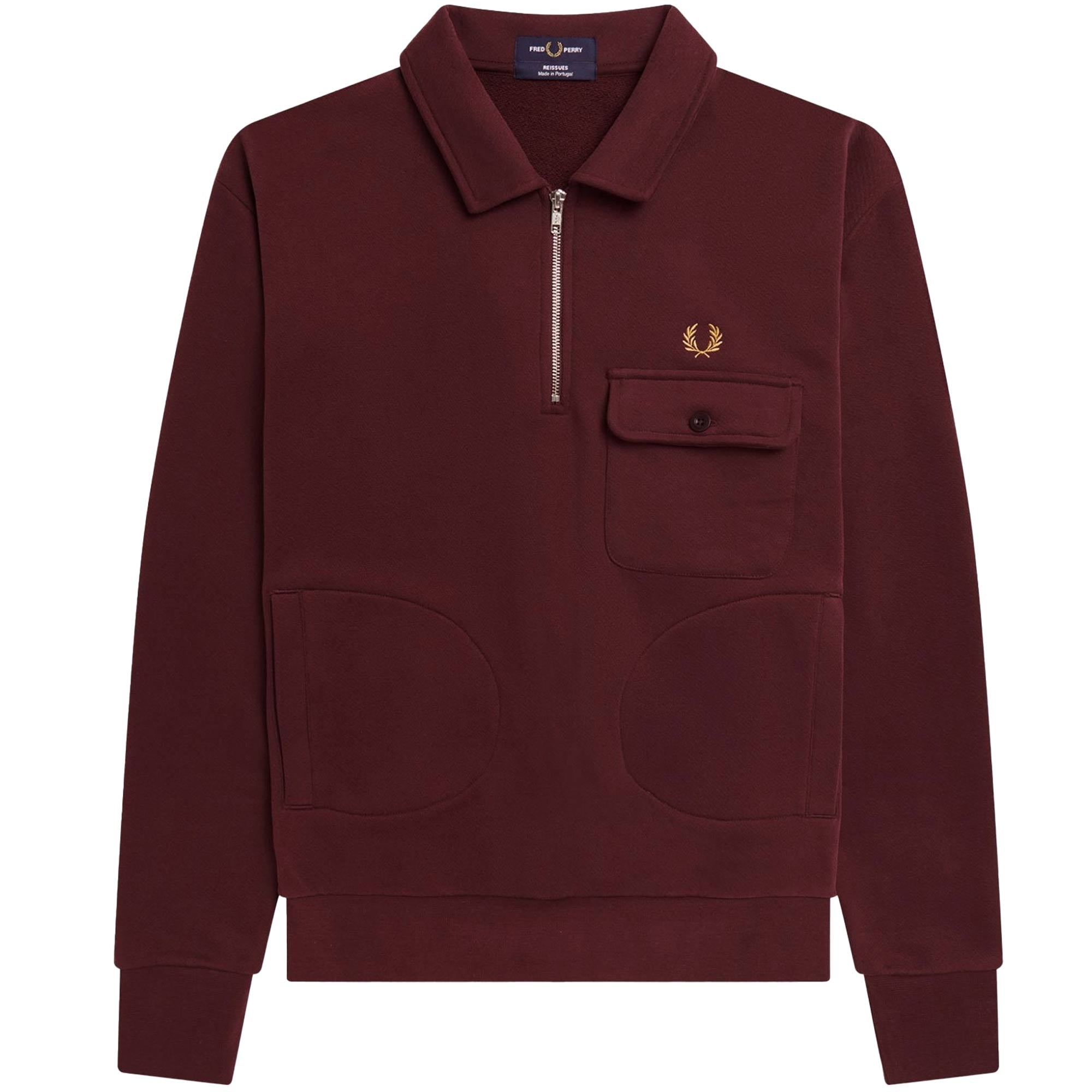 Fred Perry Reissues Half-Zip Sweatshirt - Oxblood – Stuarts London