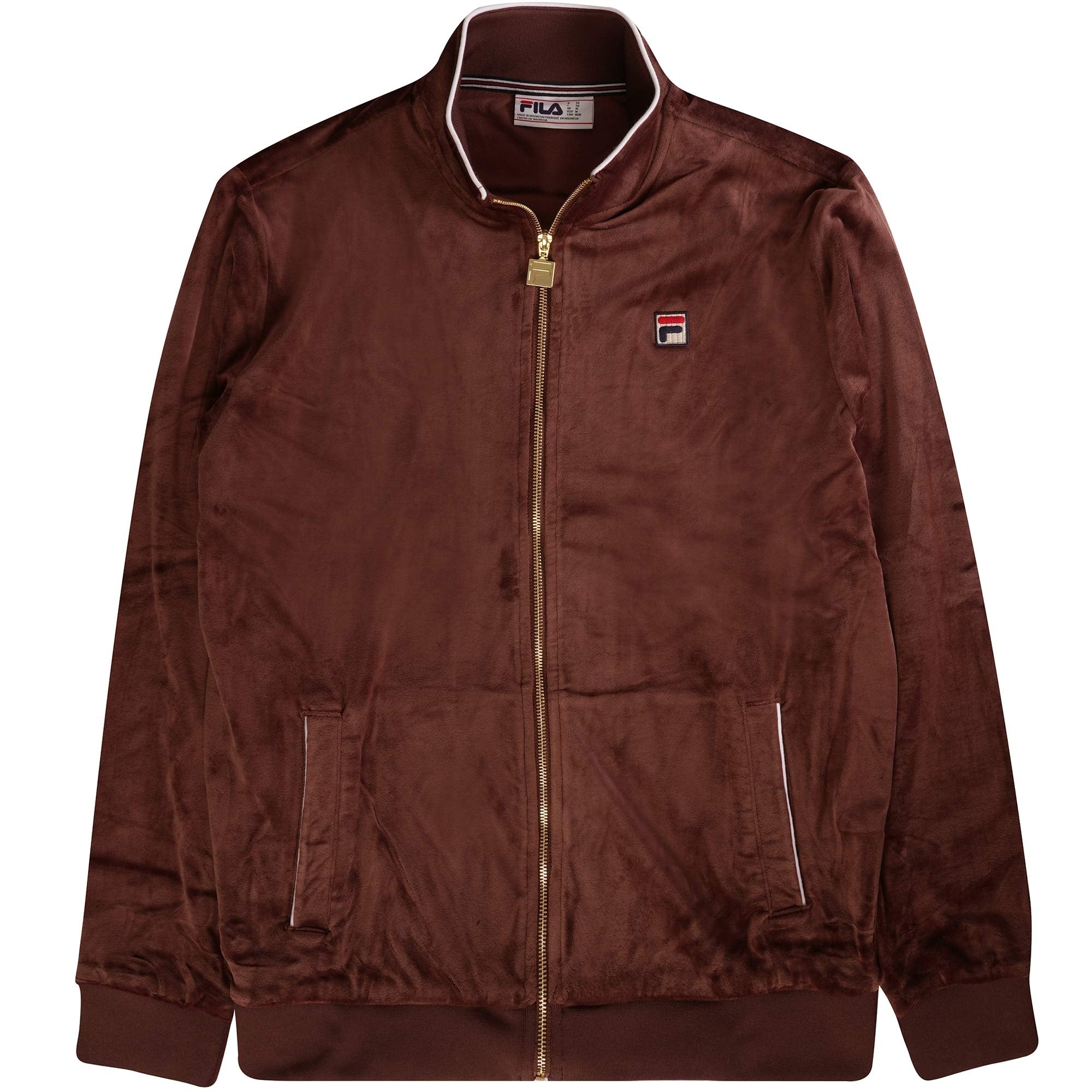 Fila Vintage Irving Velour Track Top - Brown Stone