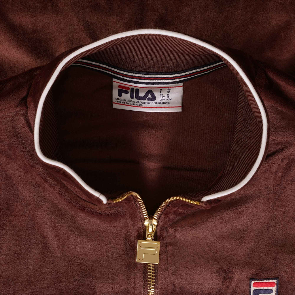 Fila Vintage Irving Velour Track Top - Brown Stone