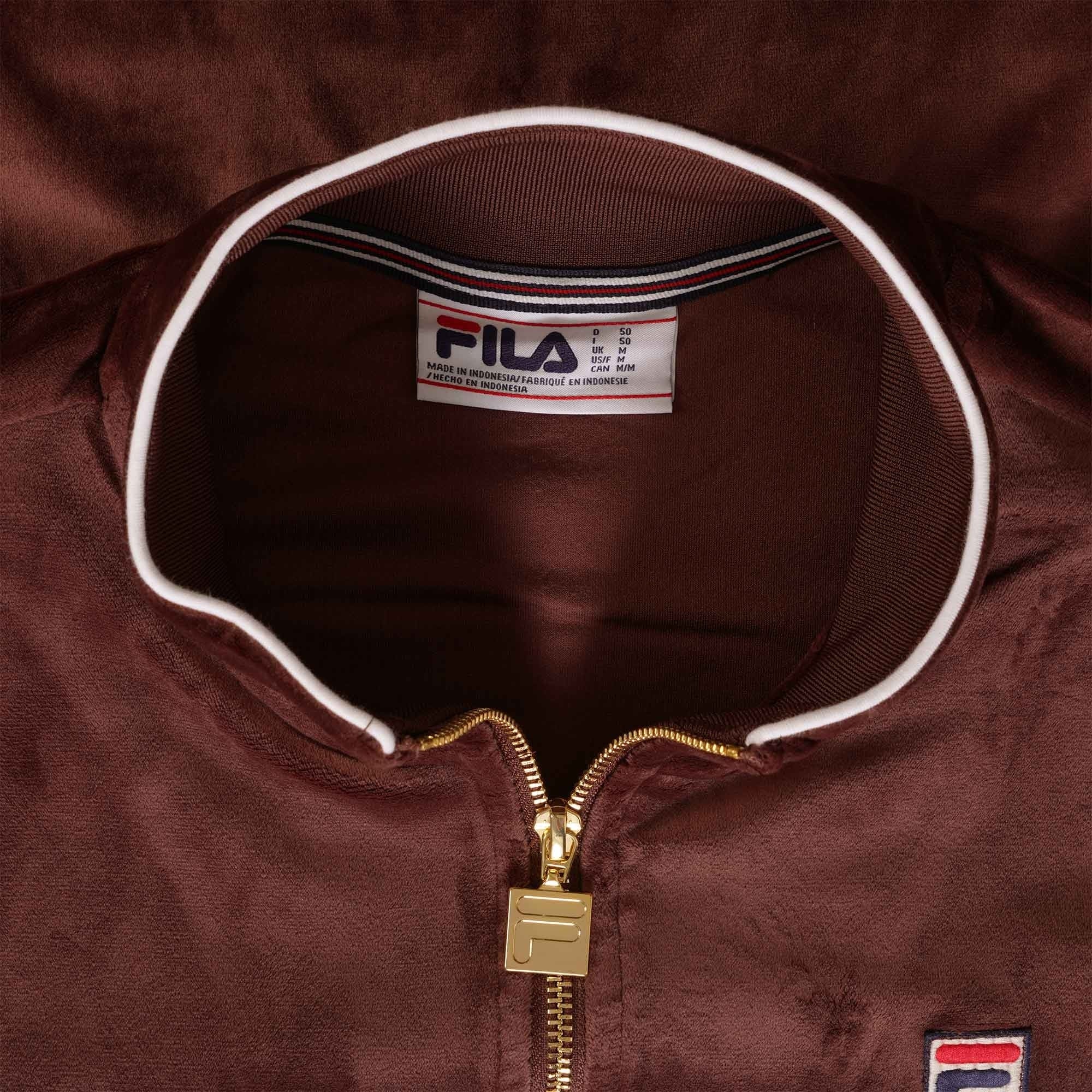 Fila Vintage Irving Velour Track Top - Brown Stone