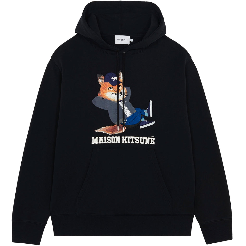 Maison Kitsune Dressed Fox Print Relaxed Hoodie - Black