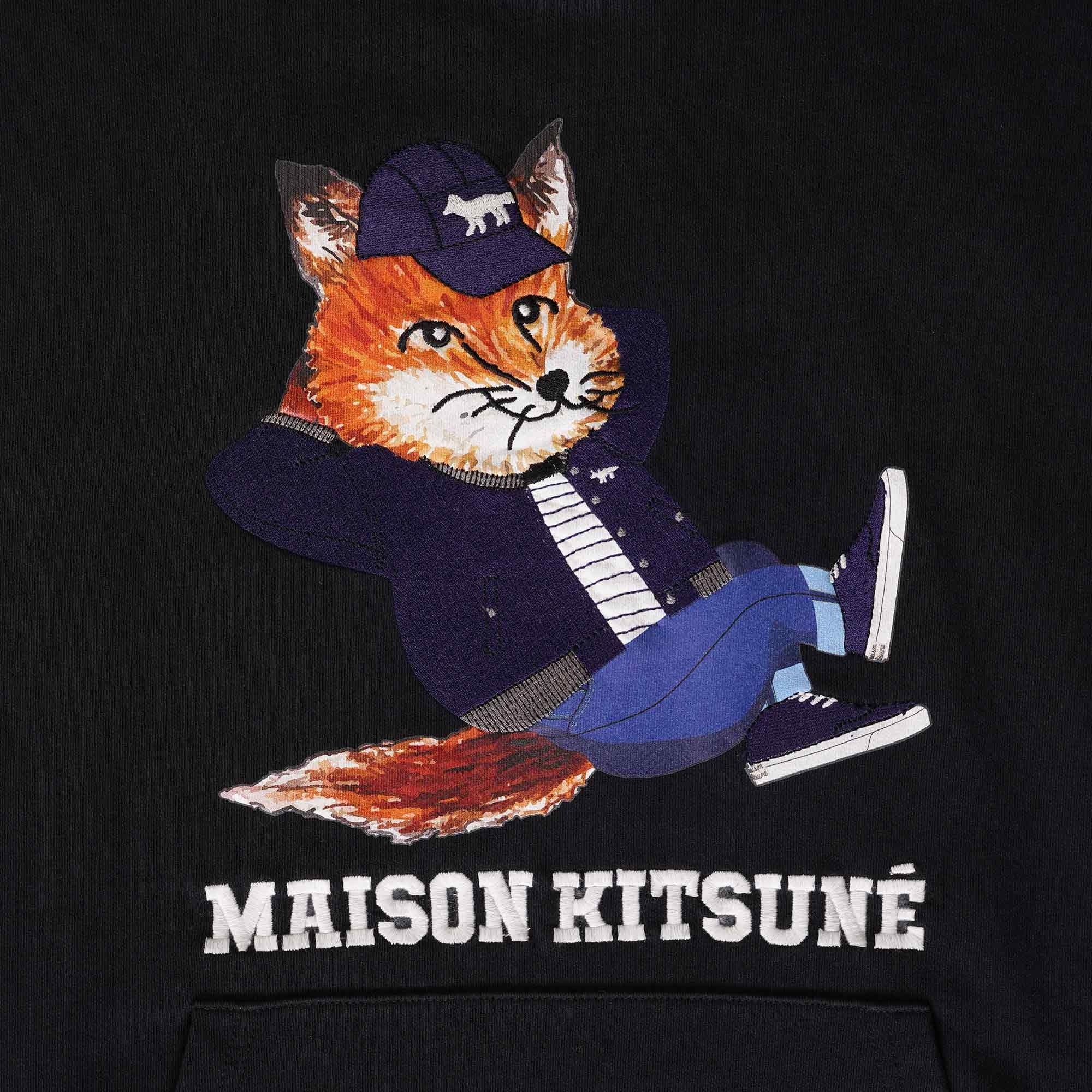 Maison Kitsune Dressed Fox Print Relaxed Hoodie - Black – Stuarts