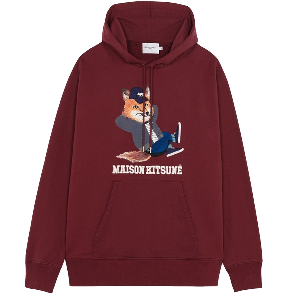 Maison Kitsune Dressed Fox Print Relaxed Hoodie - Wine