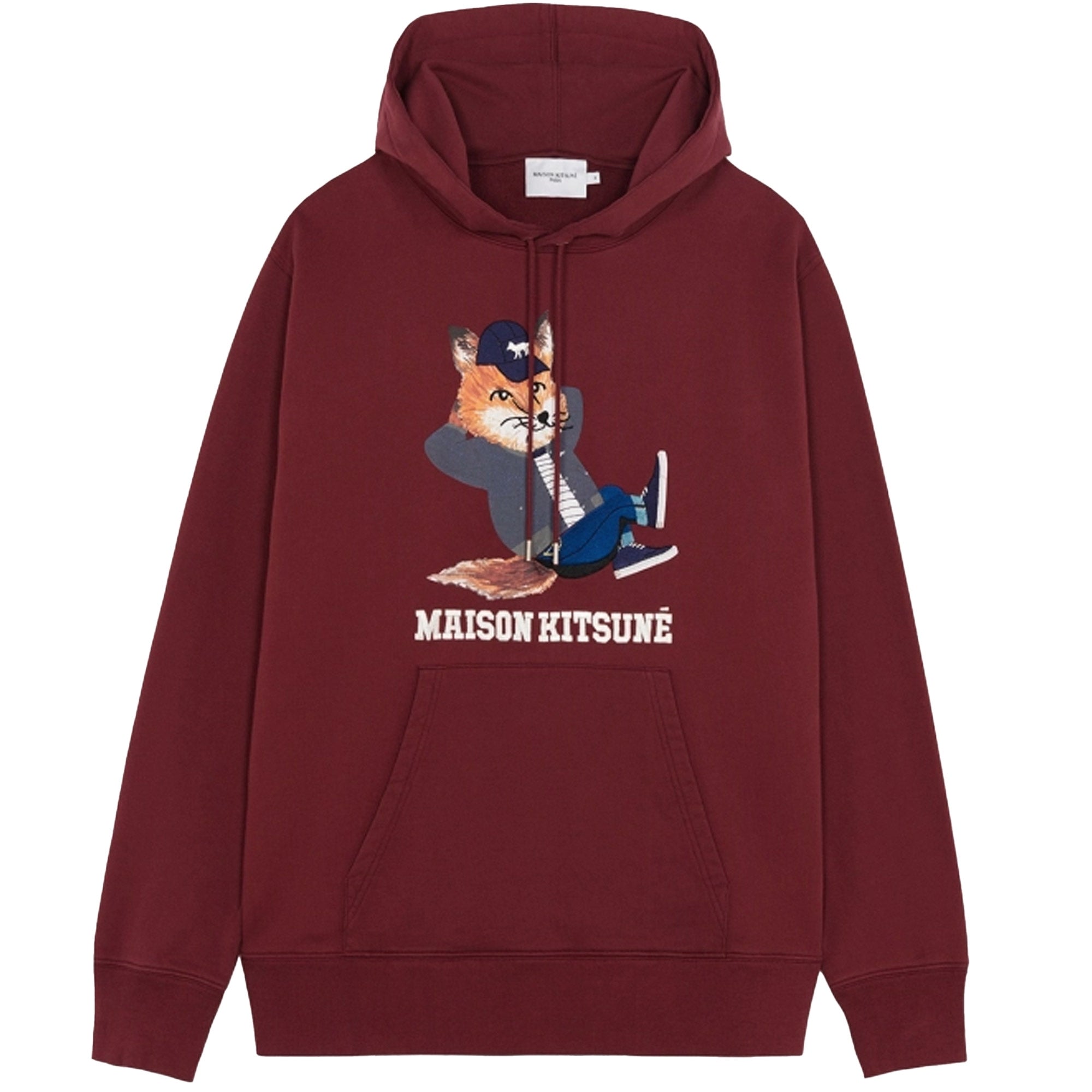 Maison Kitsune Dressed Fox Print Relaxed Hoodie - Wine