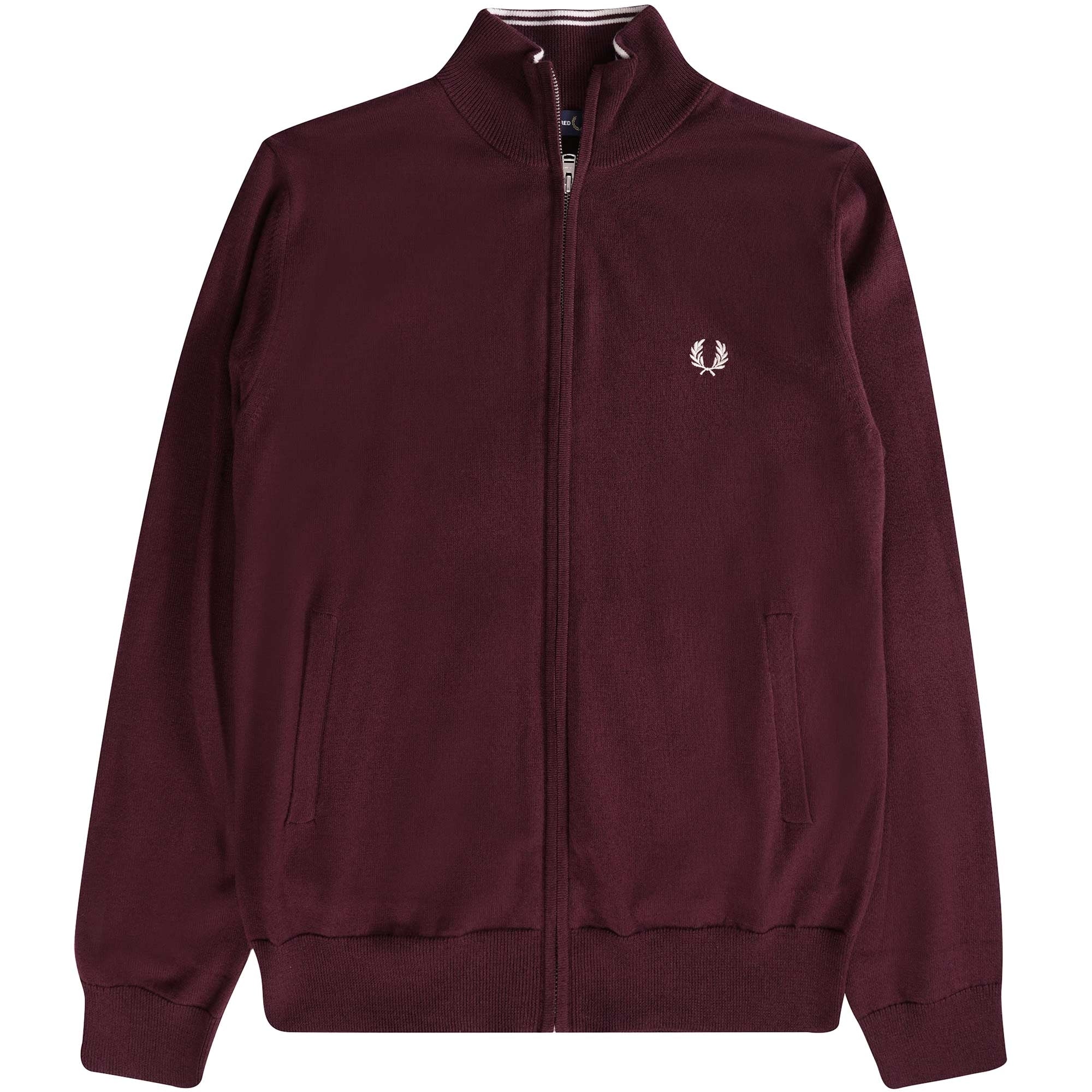 Fred Perry Zip Thru Cardigan - Oxblood