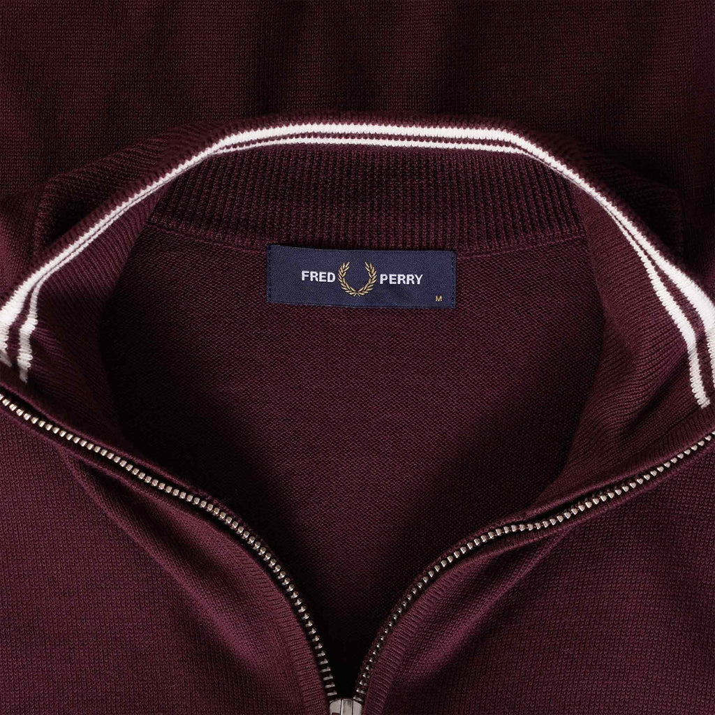 Fred Perry Zip Thru Cardigan - Oxblood
