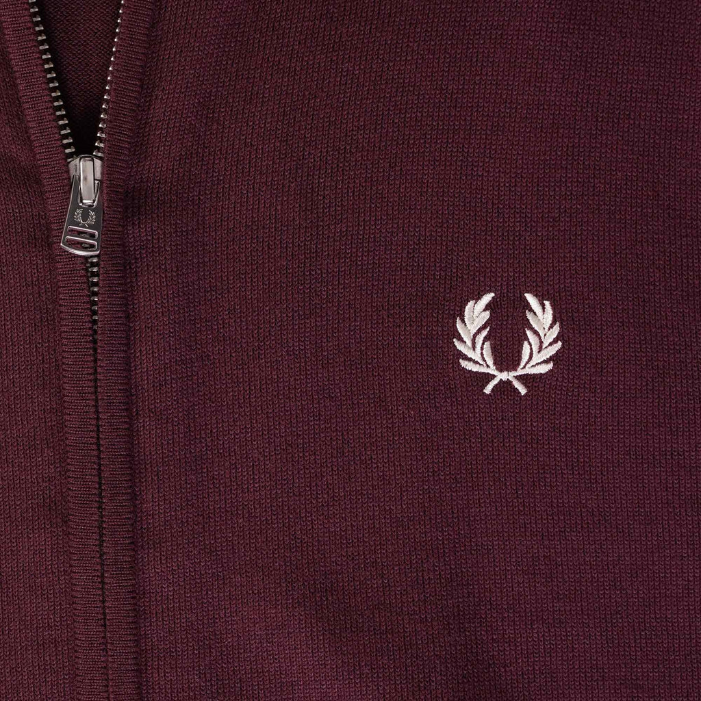 Fred Perry Zip Thru Cardigan - Oxblood