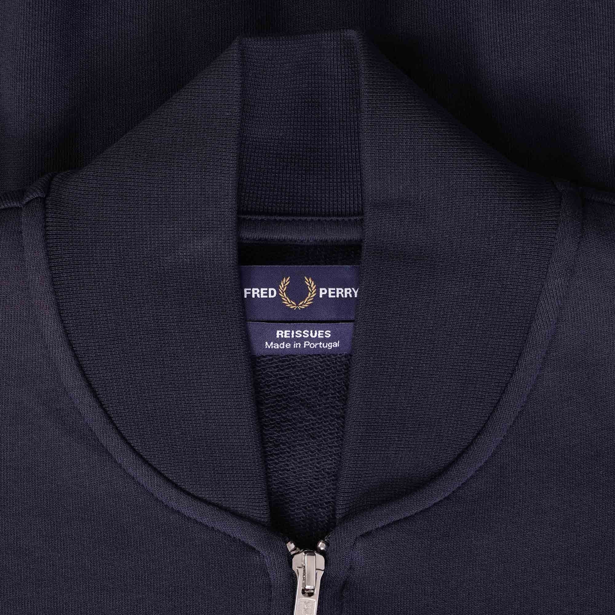 Fred Perry Reissues Loopback Bomber Neck Track Jacket - Navy