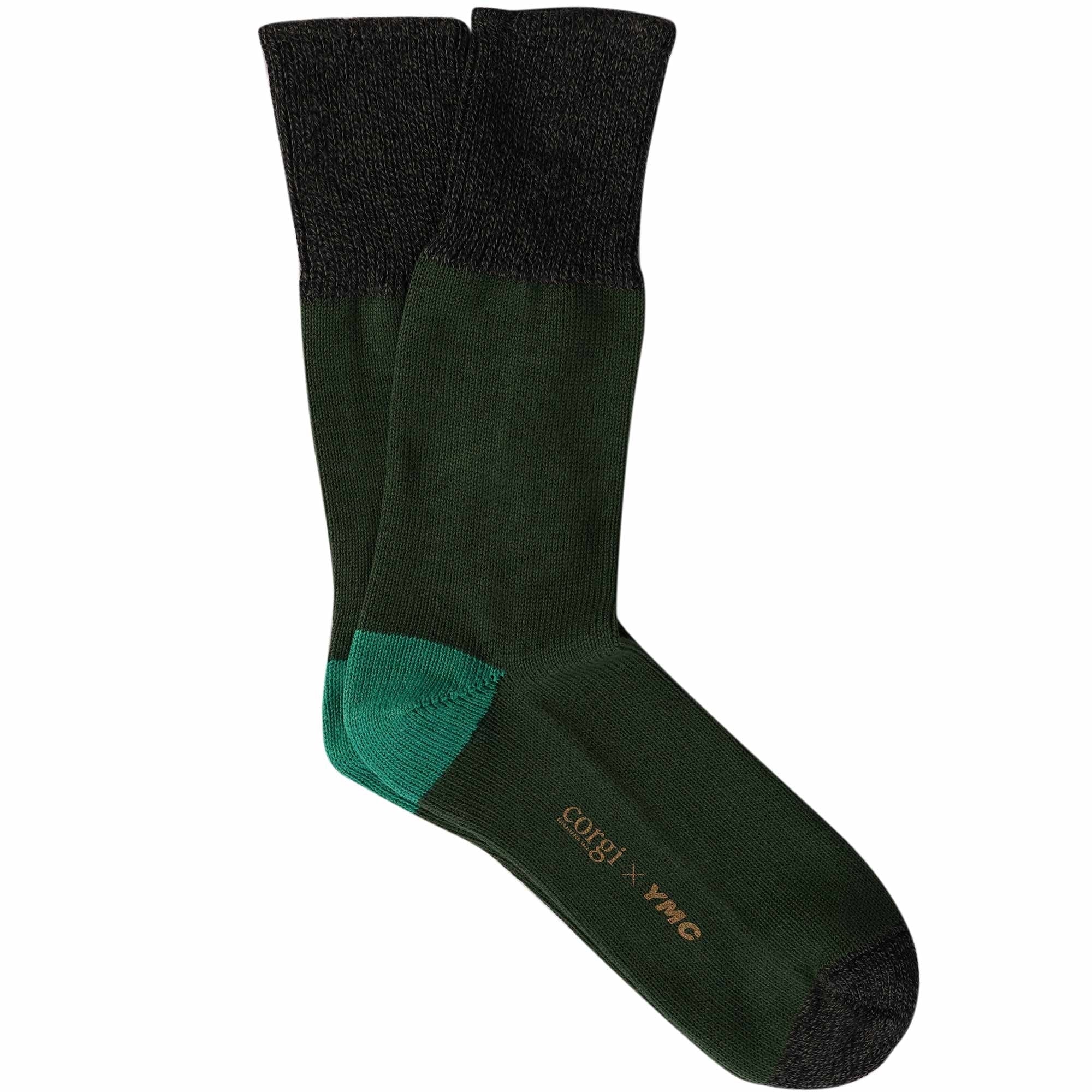 YMC Block Tip Sock - Green/Grey